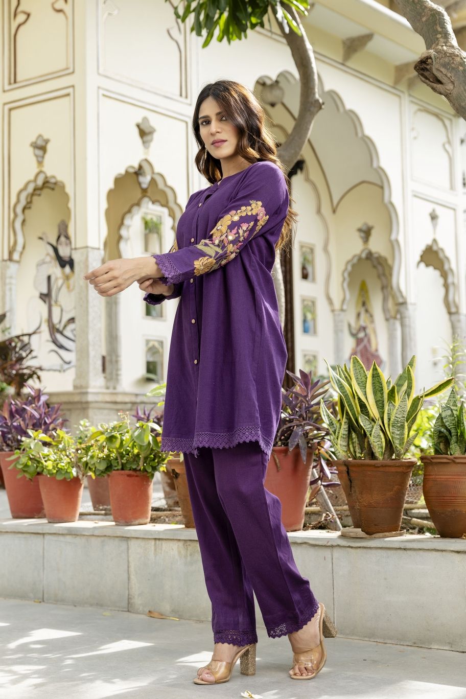 Flex Cotton Trendy Co-ord Set with Fully Hand embroidery Work