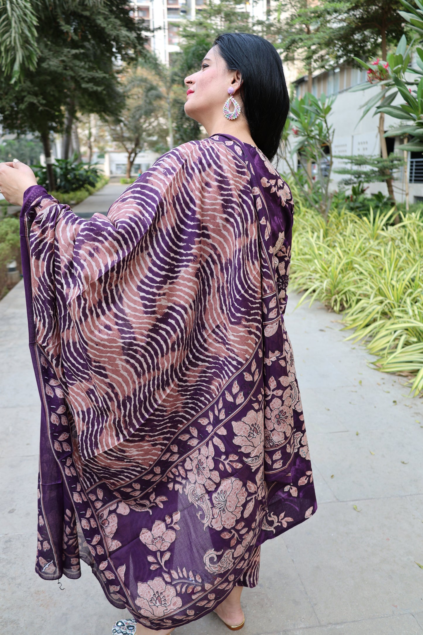 Premium Cotton Kalamkari Suit – Mirror Work | Geometric Print Pant & Dupatta - Har Pal Fashionable