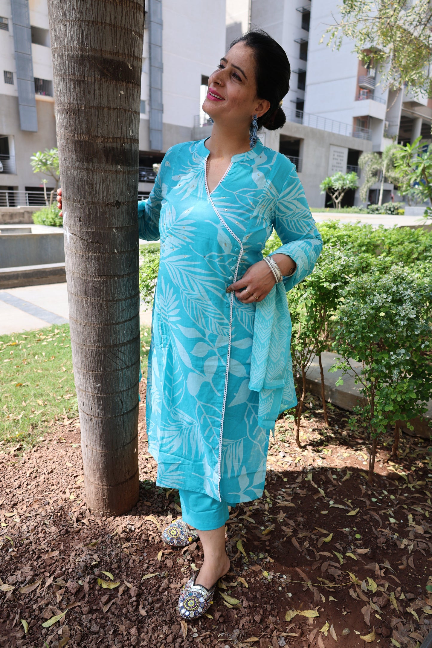 Pure Cotton Angrakha Suit | Kalamkari Print | Elegant Ethnic Wear - Har Pal Fashionable