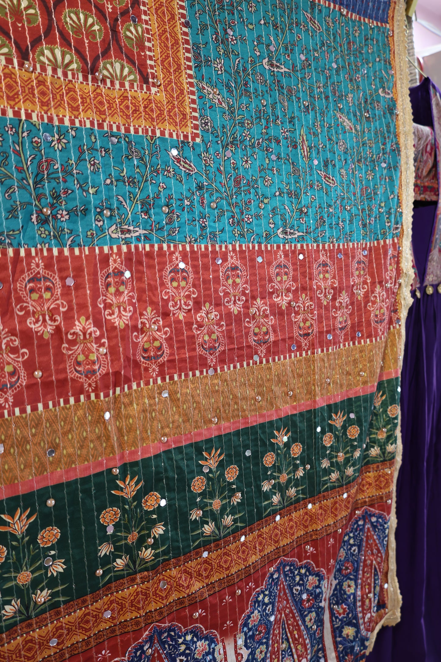 Ethnic Motifs Printed Dupatta With Mirror Work