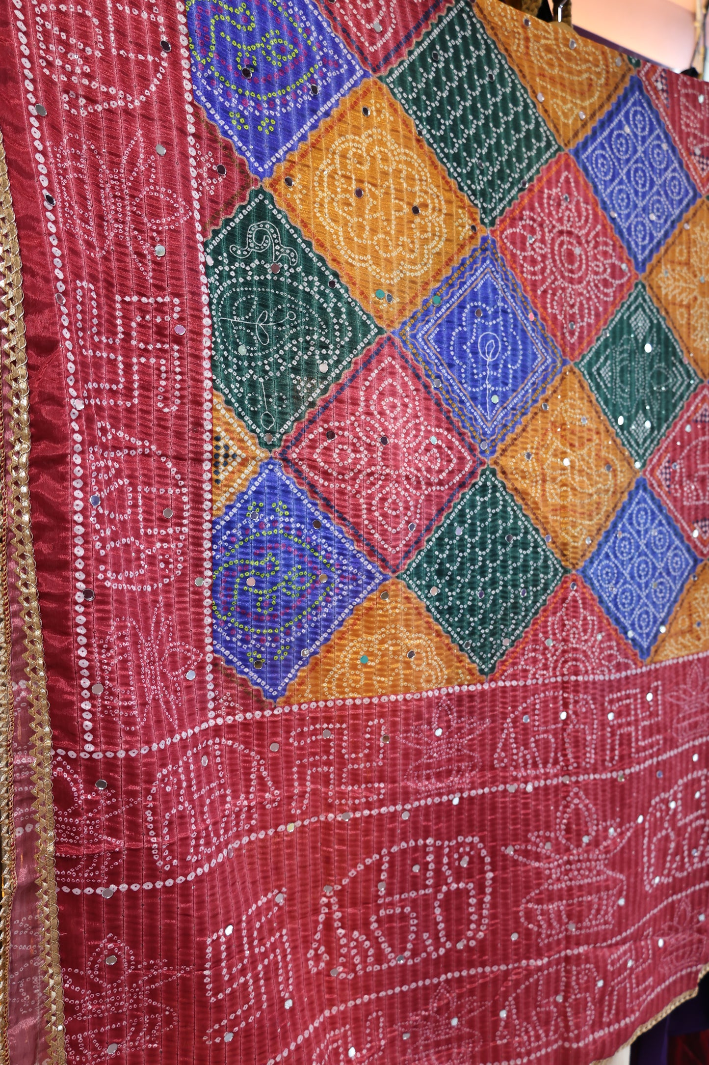 Ethnic Motifs Printed Dupatta With Mirror Work