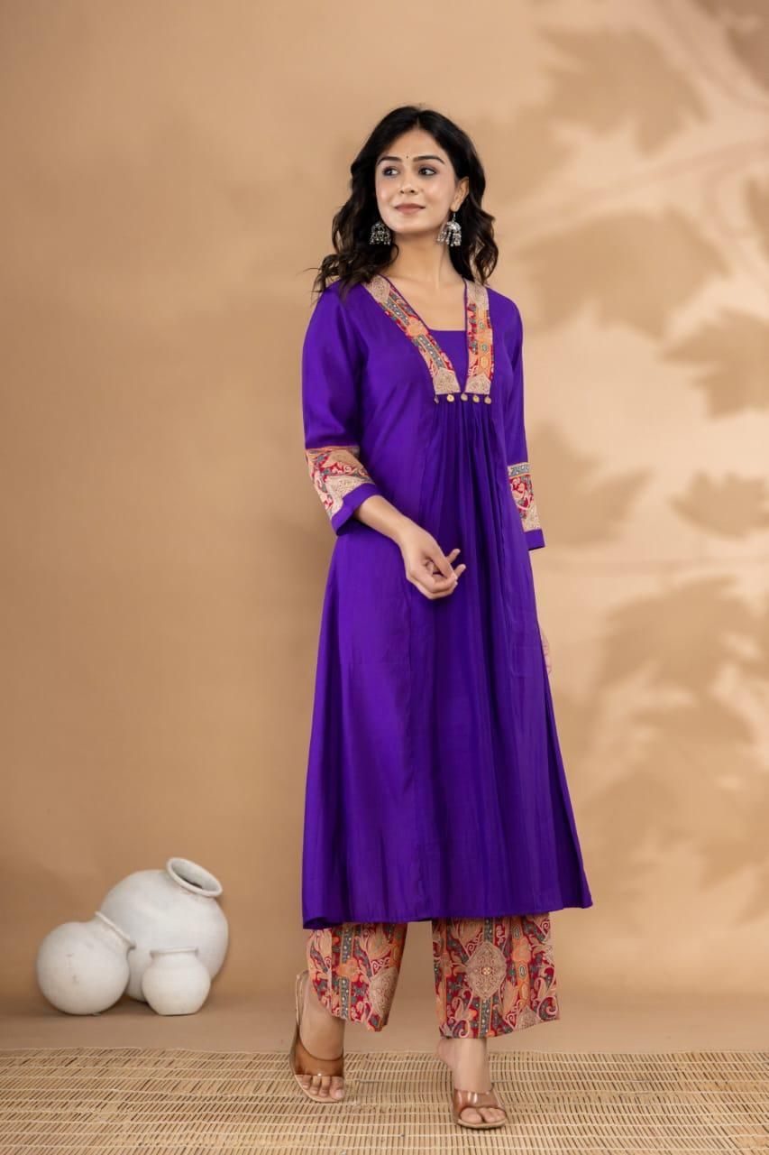 Trendy Batik Print Co-ord set with Pure Russian Silk Fabric with Batik Print Plazo Set