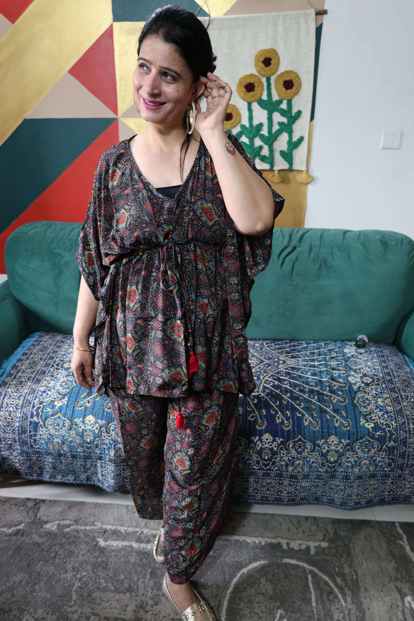 Imported Muslin Co-ord Set | Digital Print | Kaftan Style – Effortless & Chic