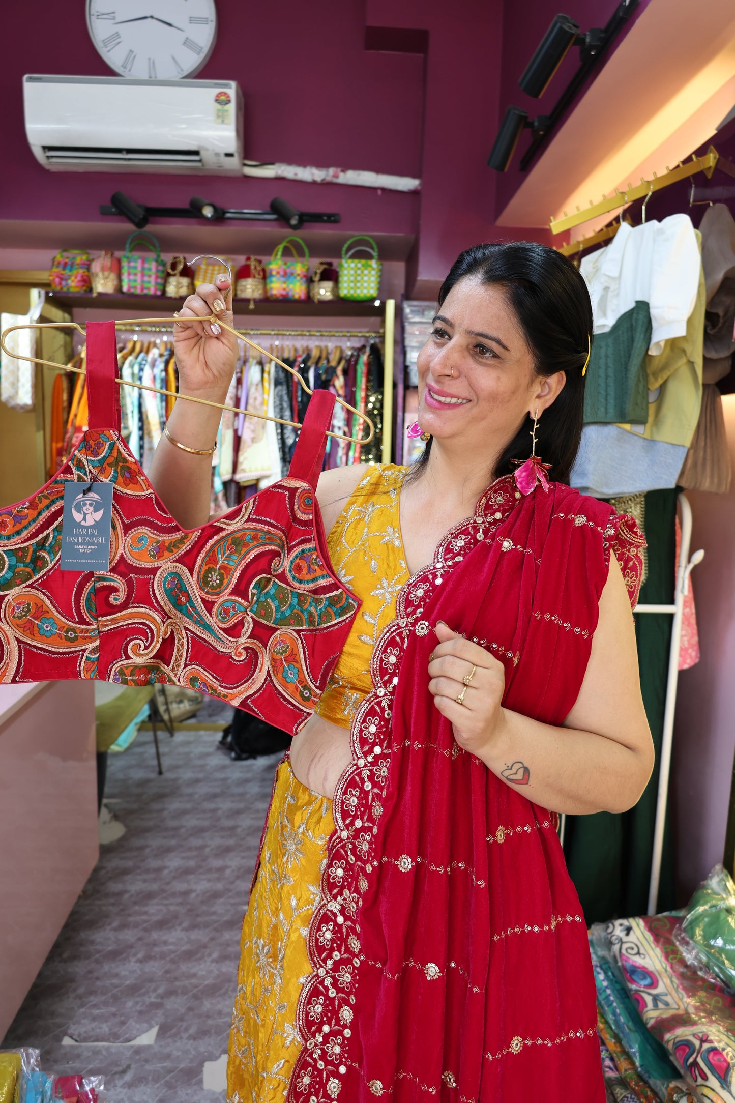 Dola Silk Indo-Western Blouse Kotti Jacket – Fully Embroidered, Stand Collar - Har Pal Fashionable