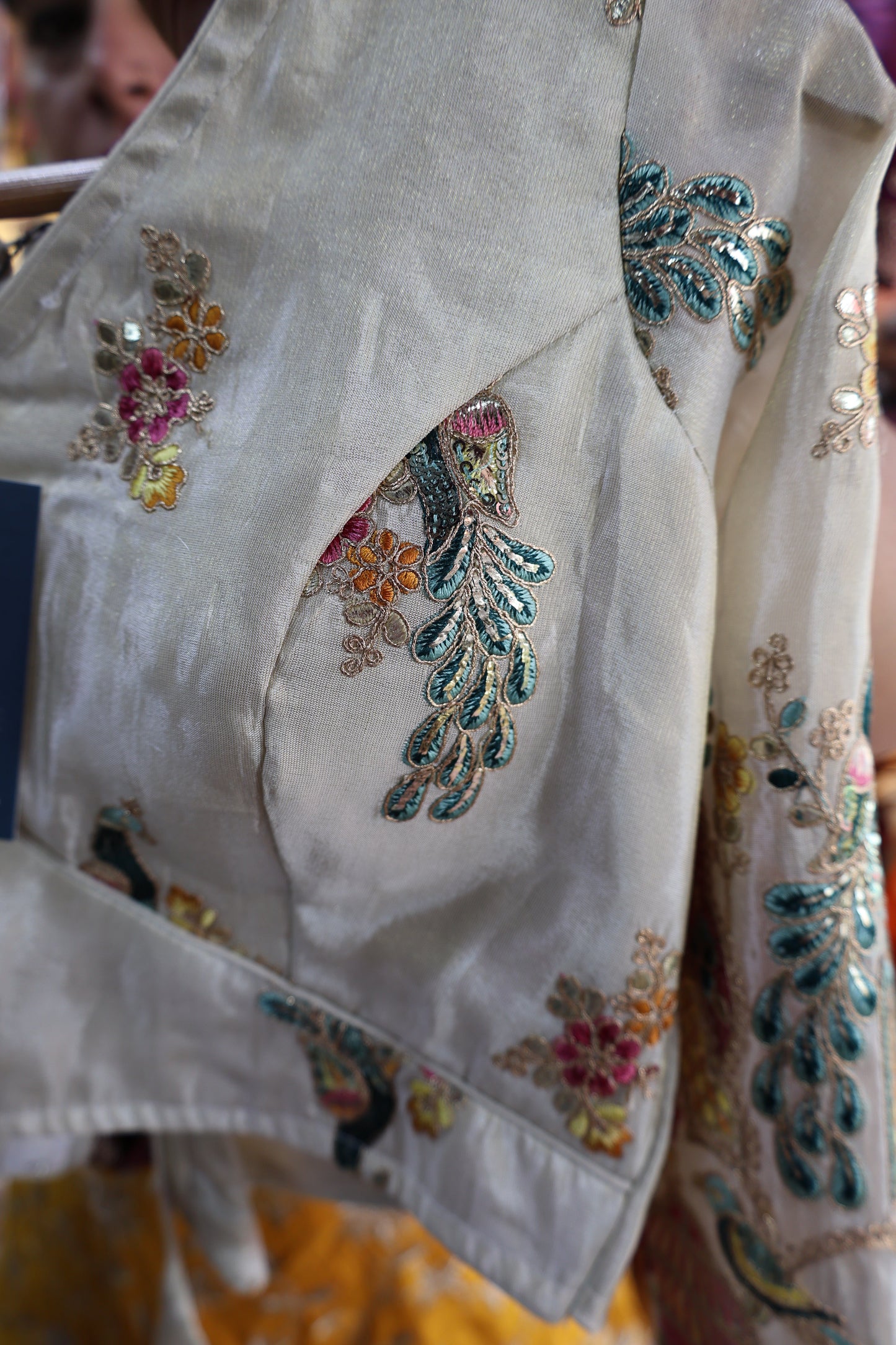 Dola Silk Blouse with Mul-Mul Cotton Lining & Royal Embroidery - Har Pal Fashionable