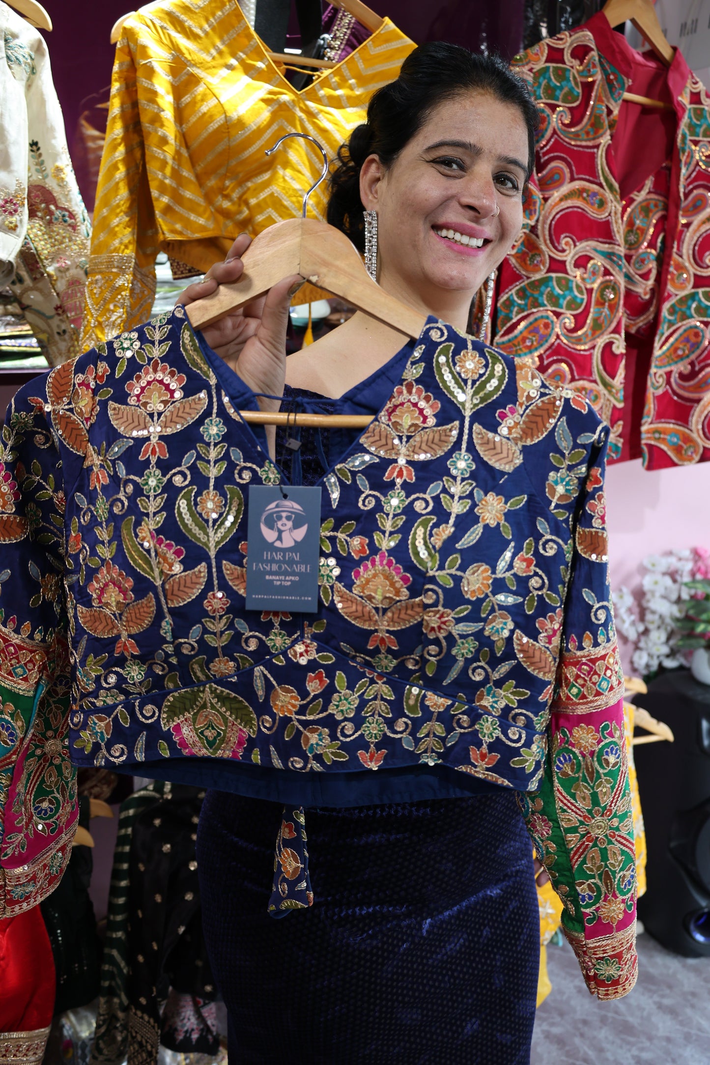 Premium Maheshwari Silk Blouse – Fully Embroidered with Multi-Color Detailing - Har Pal Fashionable