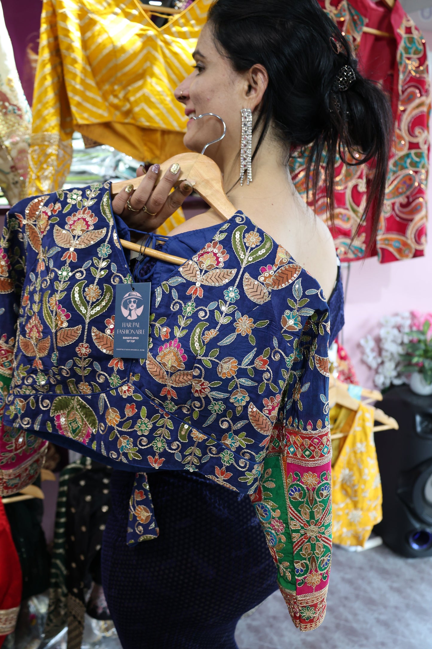 Premium Maheshwari Silk Blouse – Fully Embroidered with Multi-Color Detailing - Har Pal Fashionable