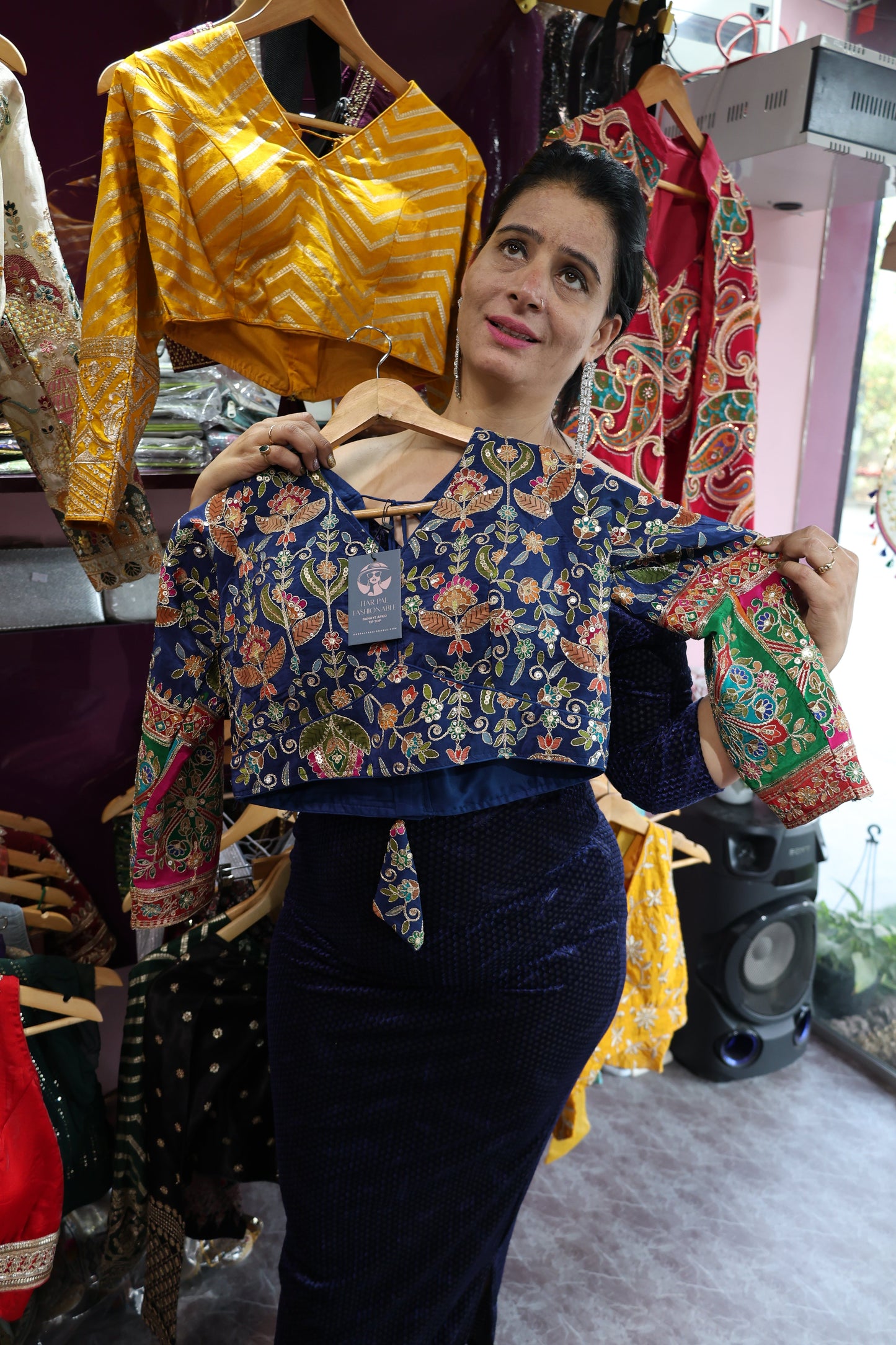 Premium Maheshwari Silk Blouse – Fully Embroidered with Multi-Color Detailing - Har Pal Fashionable