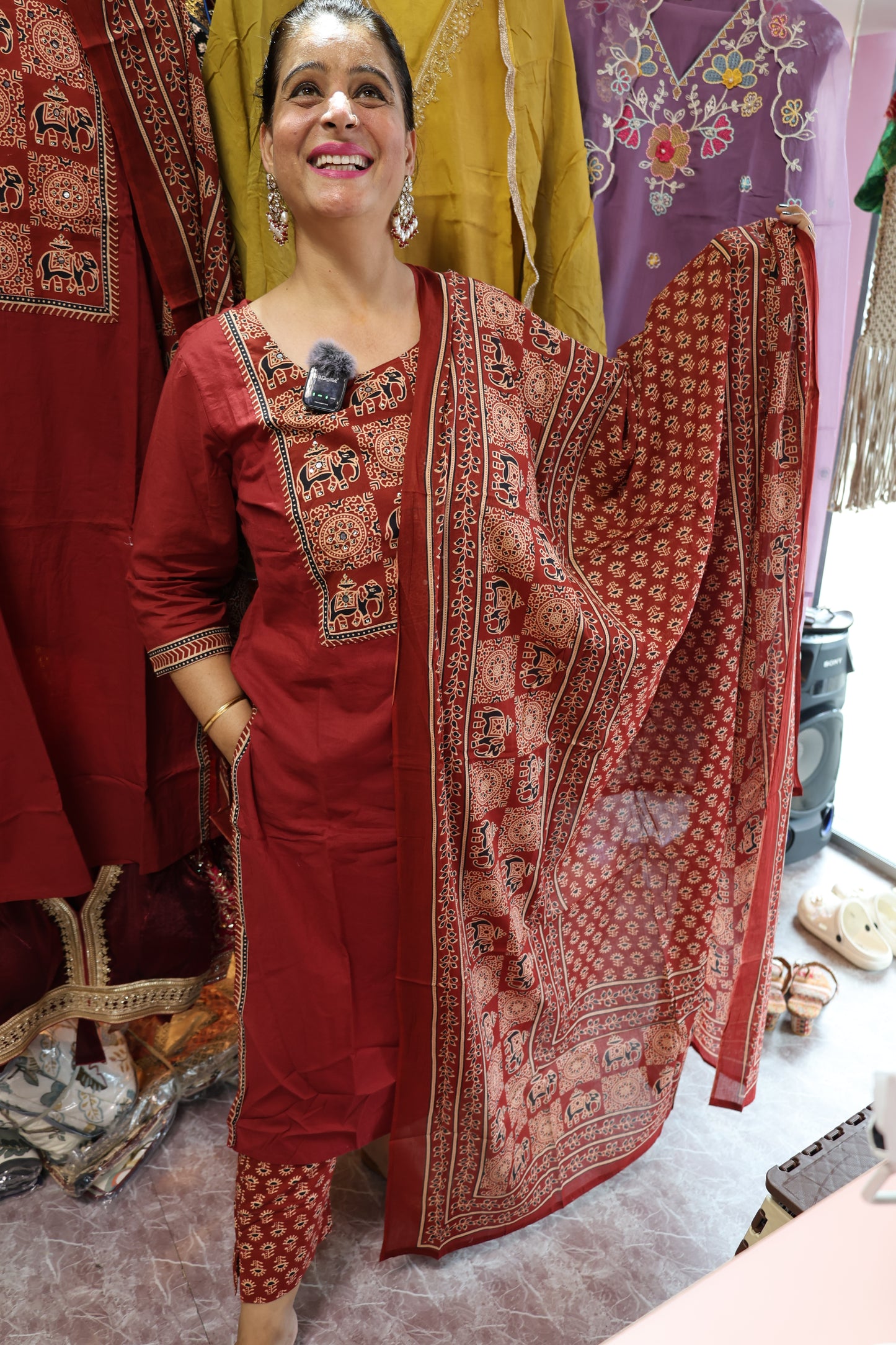 Pure Cotton Suit Set on the Sabyasachi Print, Beautiful Dupatta Full Length. Mandala + Sabyasachi and Real Mirror Work Detailing