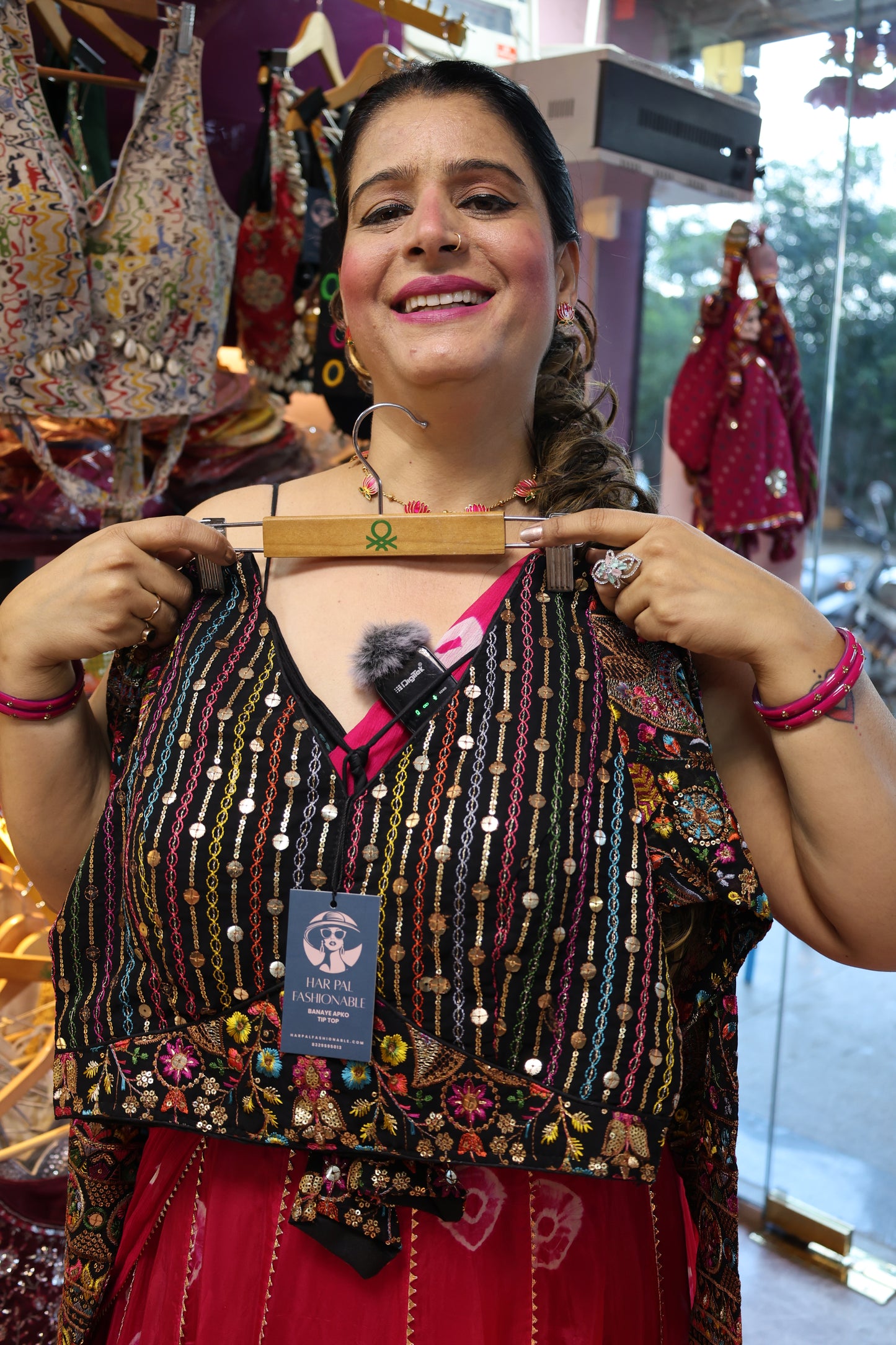 Crepe Fabric Embellished with Thread Detailing & Multicolor Color with Heavy Embroidery