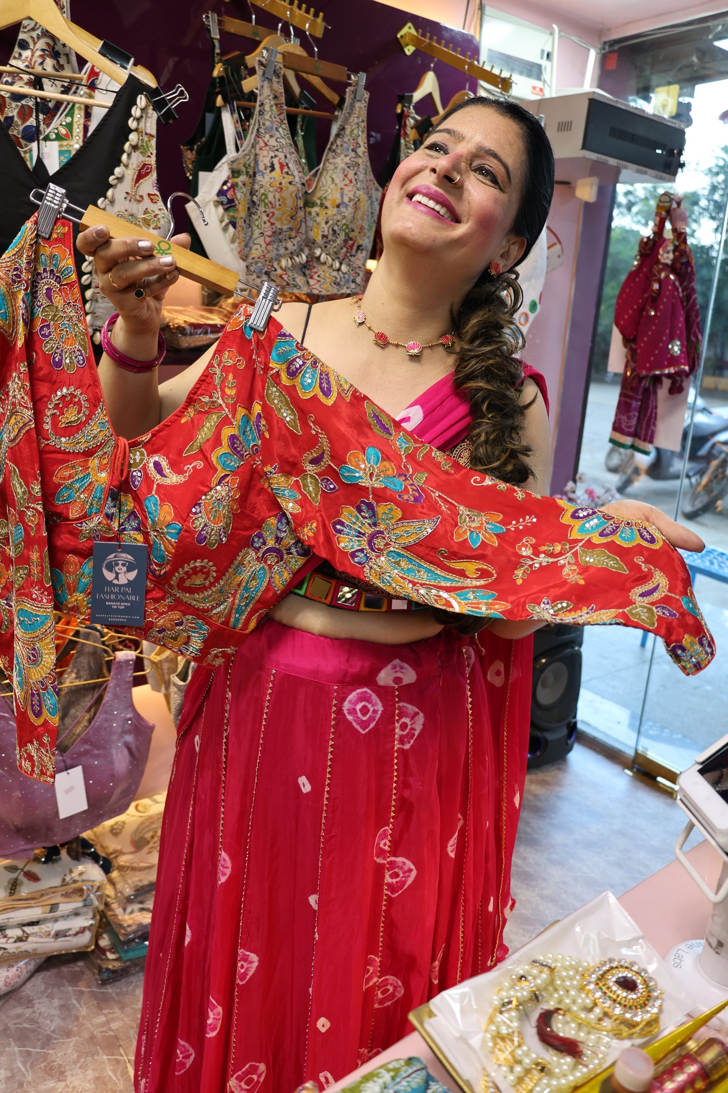 Crepe Fabric Heavy Embroidery Trendy Blouse with Multi Color Design