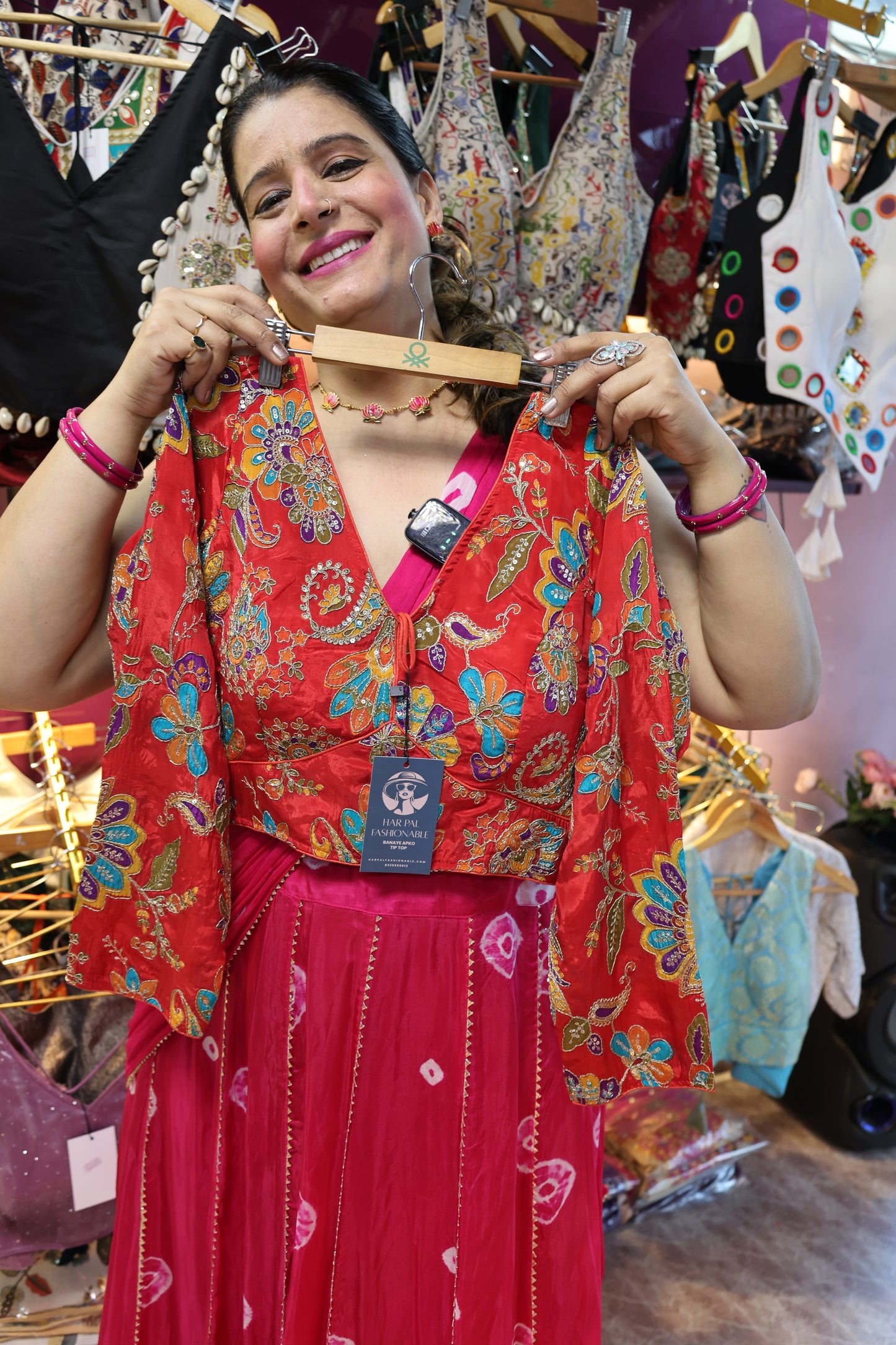 Crepe Fabric Heavy Embroidery Trendy Blouse with Multi Color Design