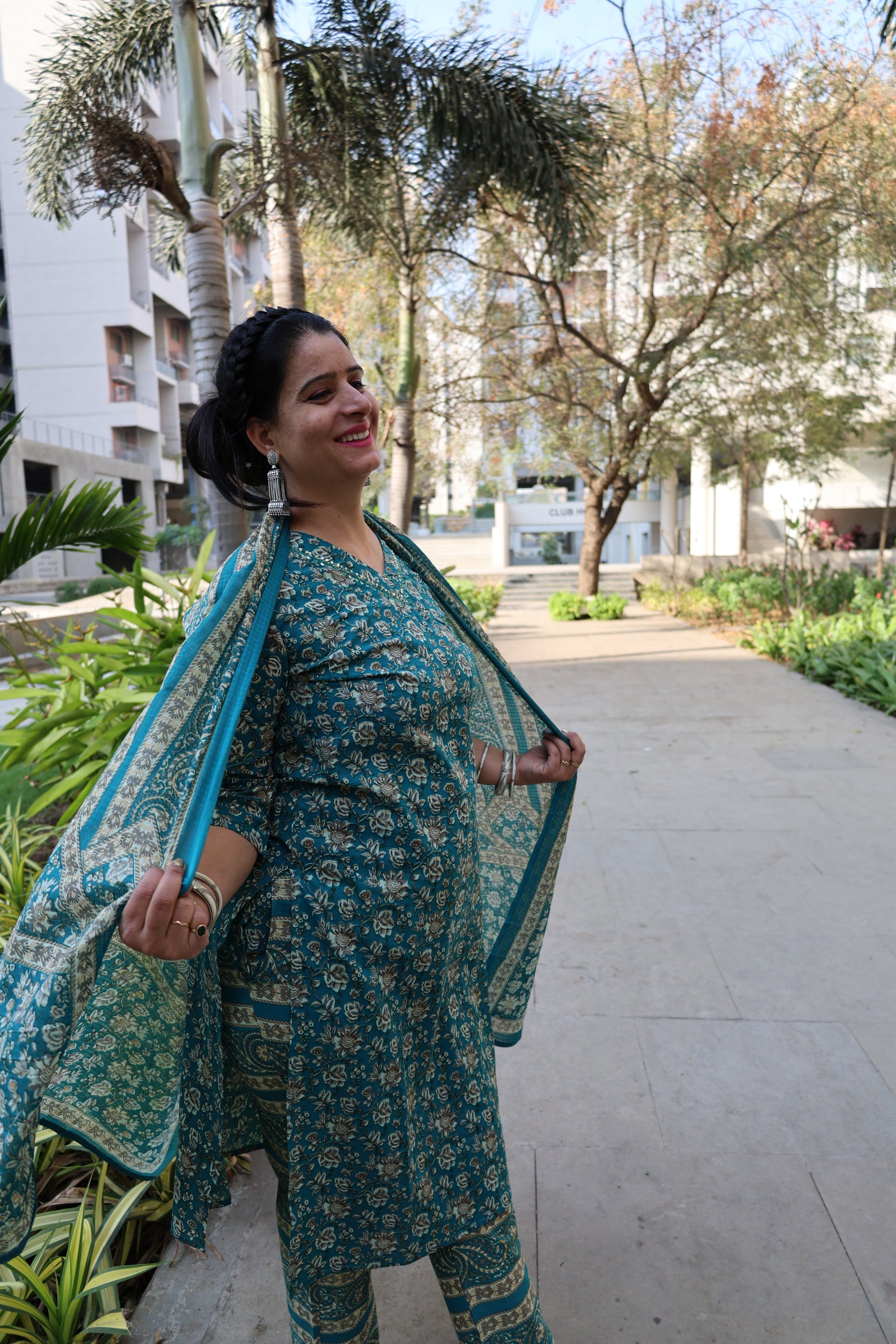 Pure Cotton Straight Cut Suit | Kalamkari Print Kurta | Geometric Print Pant - Har Pal Fashionable
