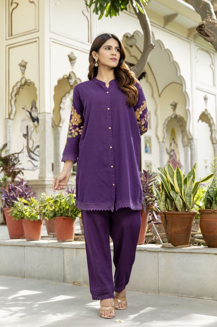 Flex Cotton Trendy Co-ord Set with Fully Hand embroidery Work