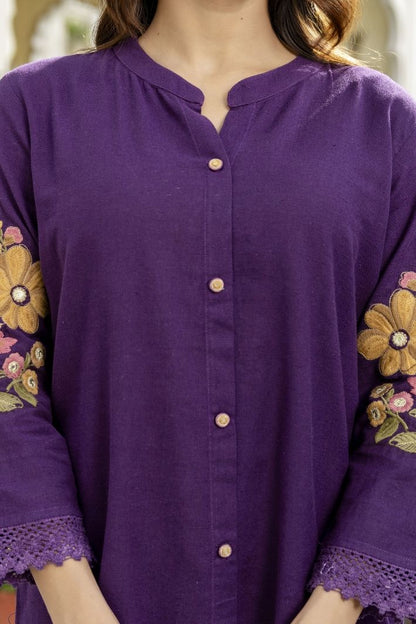 Flex Cotton Trendy Co-ord Set with Fully Hand embroidery Work