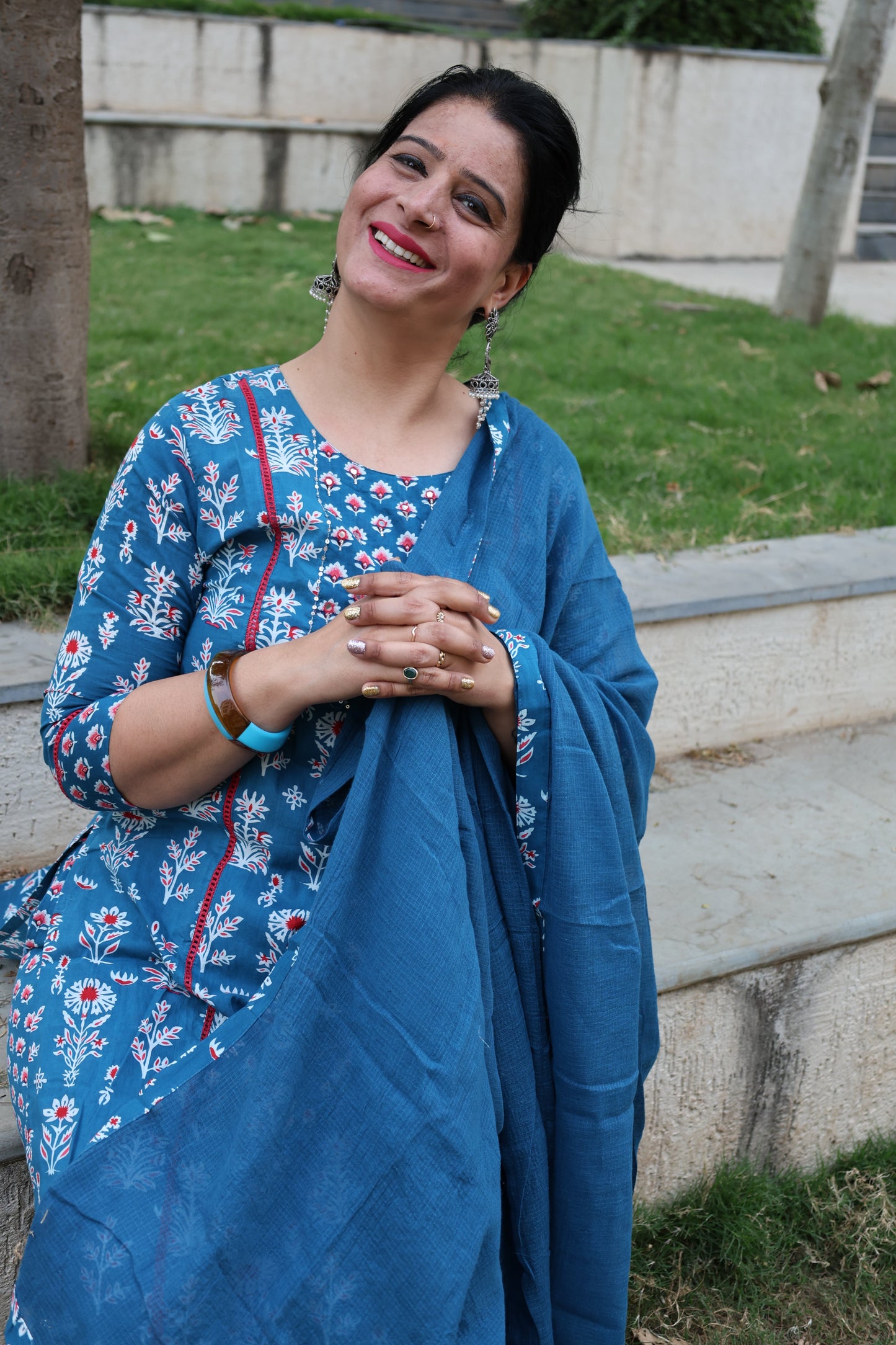 Indigo Pure Cotton Jaipuri Suit – Butta Print | Casual & Comfortable Ethnic Wear - Har Pal Fashionable
