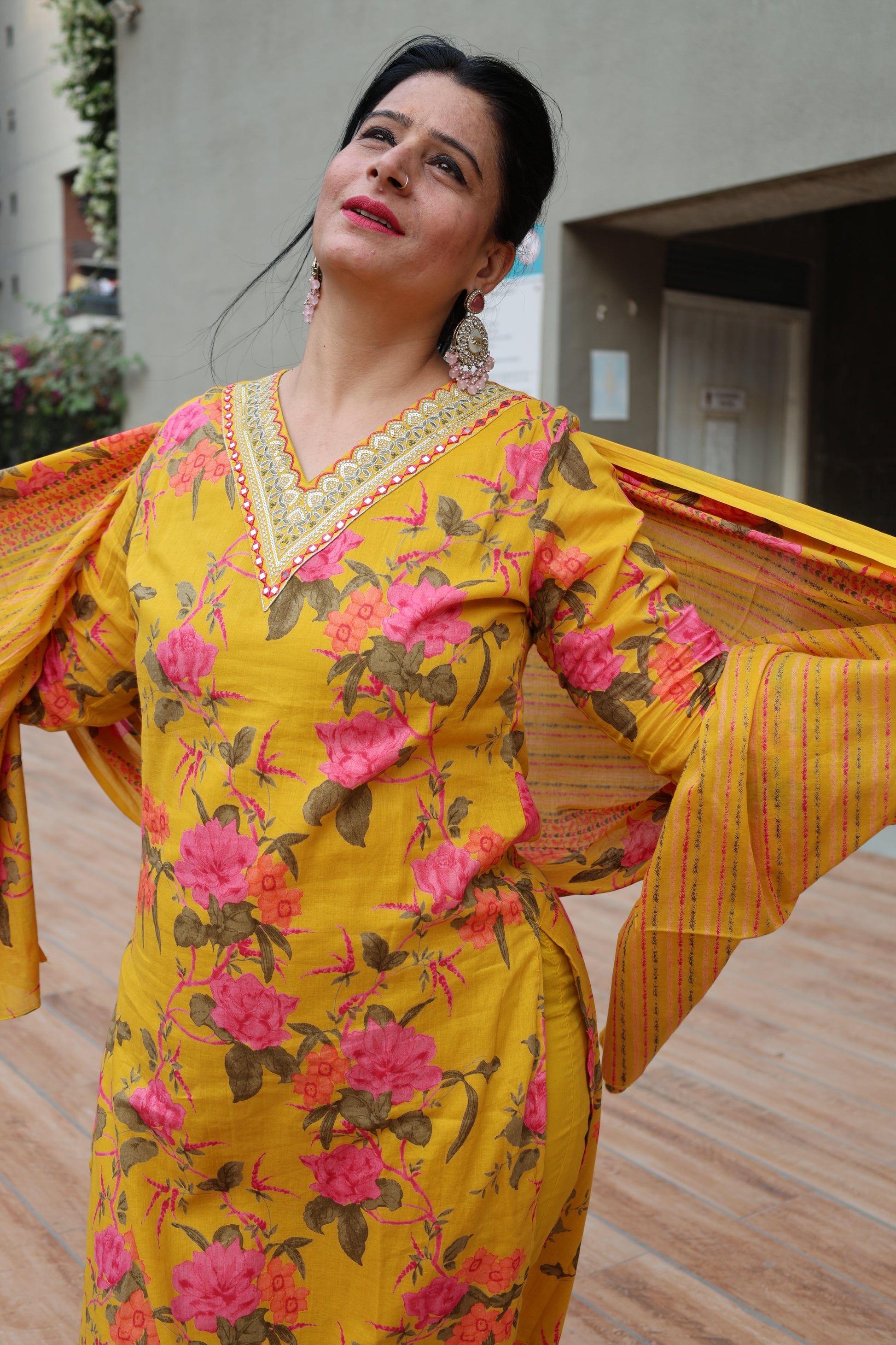 Yellow Premium Mul-Mul Kalamkari Suit – Straight Cut Ethnic Wear - Har Pal Fashionable