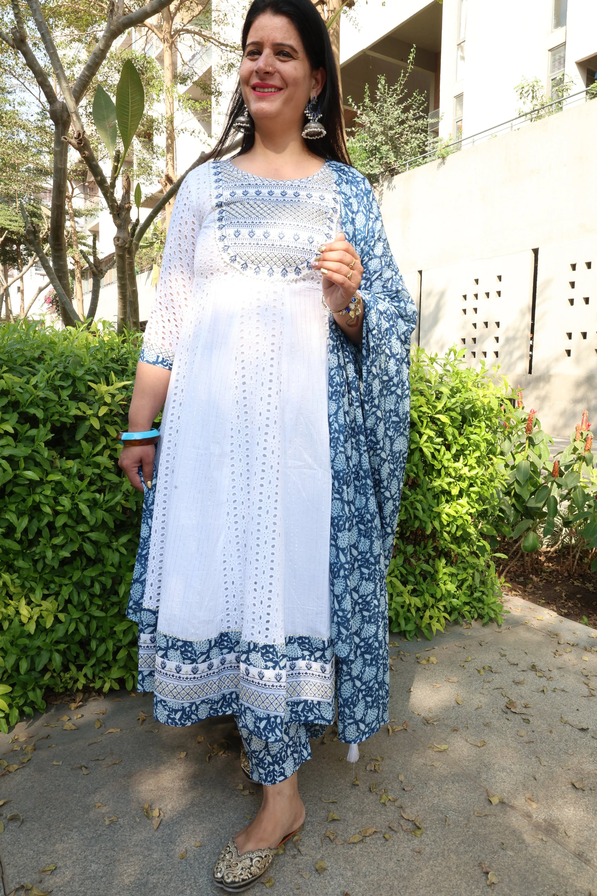 Premium Cotton Anarkali Suit – Hakuba Cum Schiffli Embroidery - Har Pal Fashionable