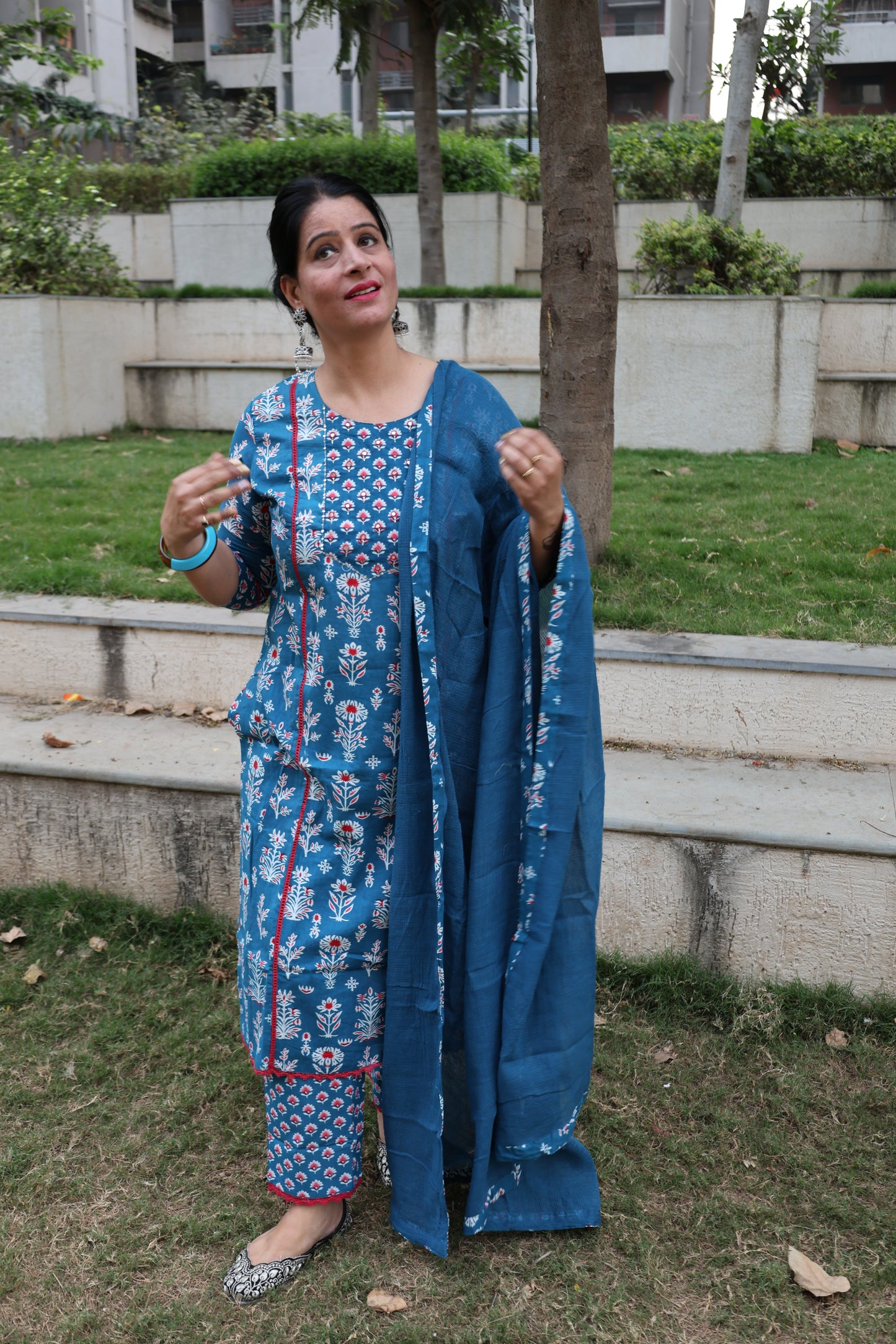 Indigo Pure Cotton Jaipuri Suit – Butta Print | Casual & Comfortable Ethnic Wear - Har Pal Fashionable