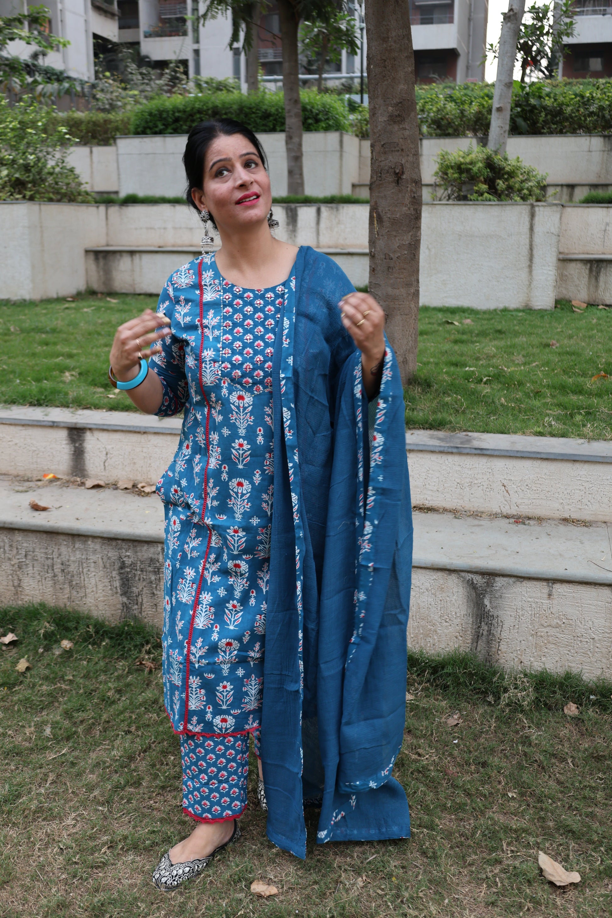 Indigo Pure Cotton Jaipuri Suit – Butta Print | Casual & Comfortable Ethnic Wear - Har Pal Fashionable