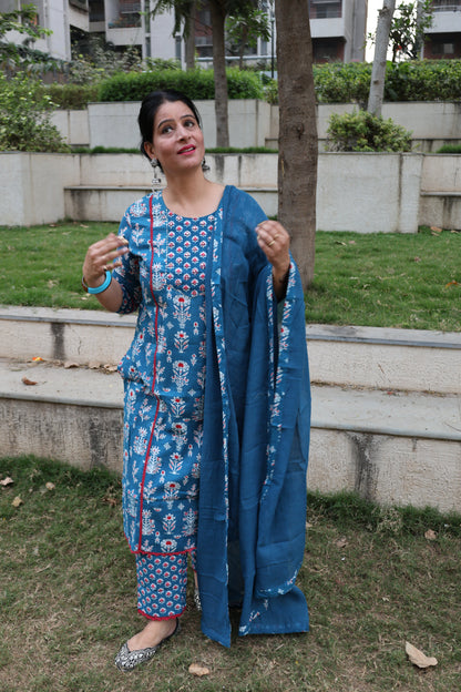 Indigo Pure Cotton Jaipuri Suit – Butta Print | Casual & Comfortable Ethnic Wear - Har Pal Fashionable