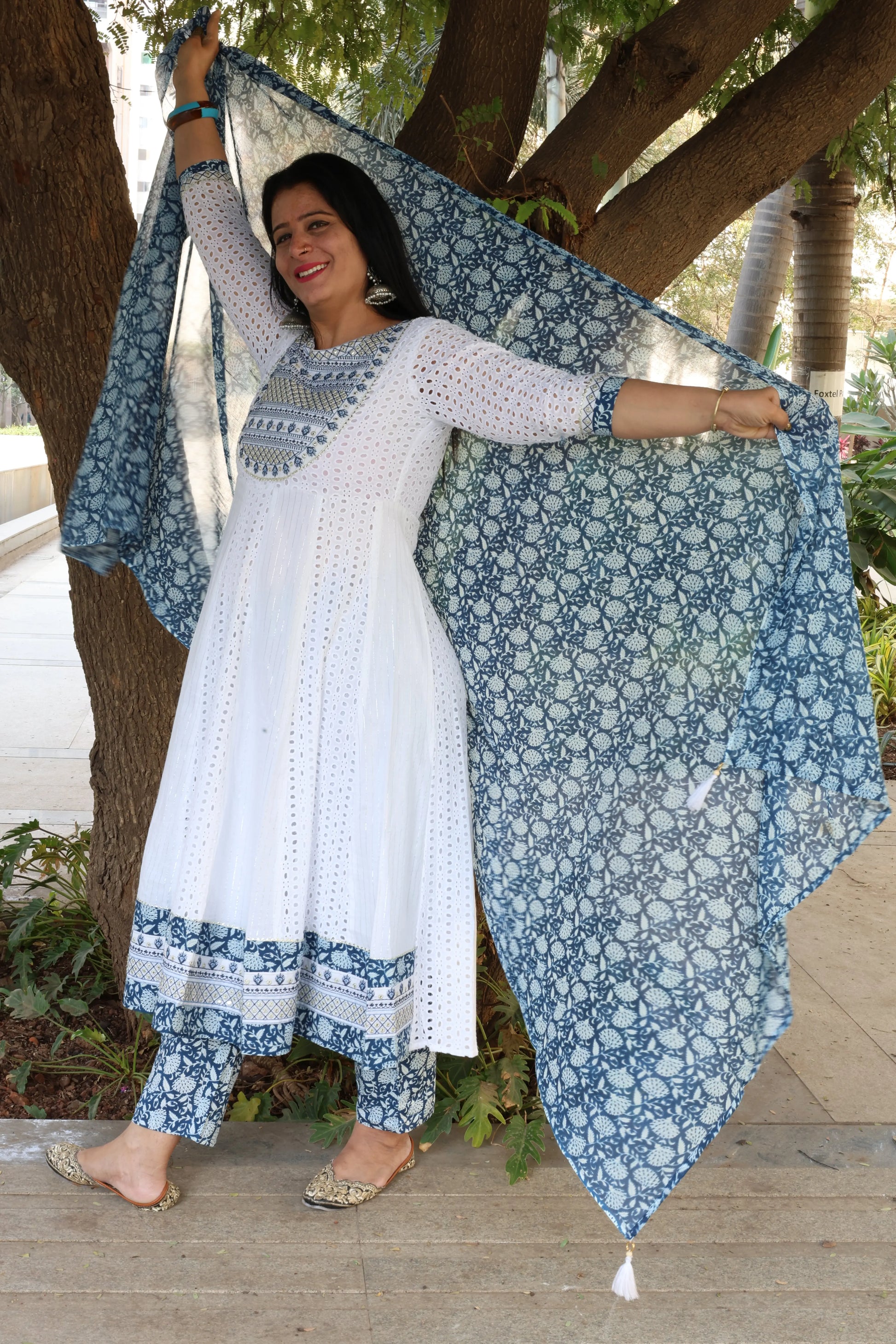 Premium Cotton Anarkali Suit – Hakuba Cum Schiffli Embroidery - Har Pal Fashionable