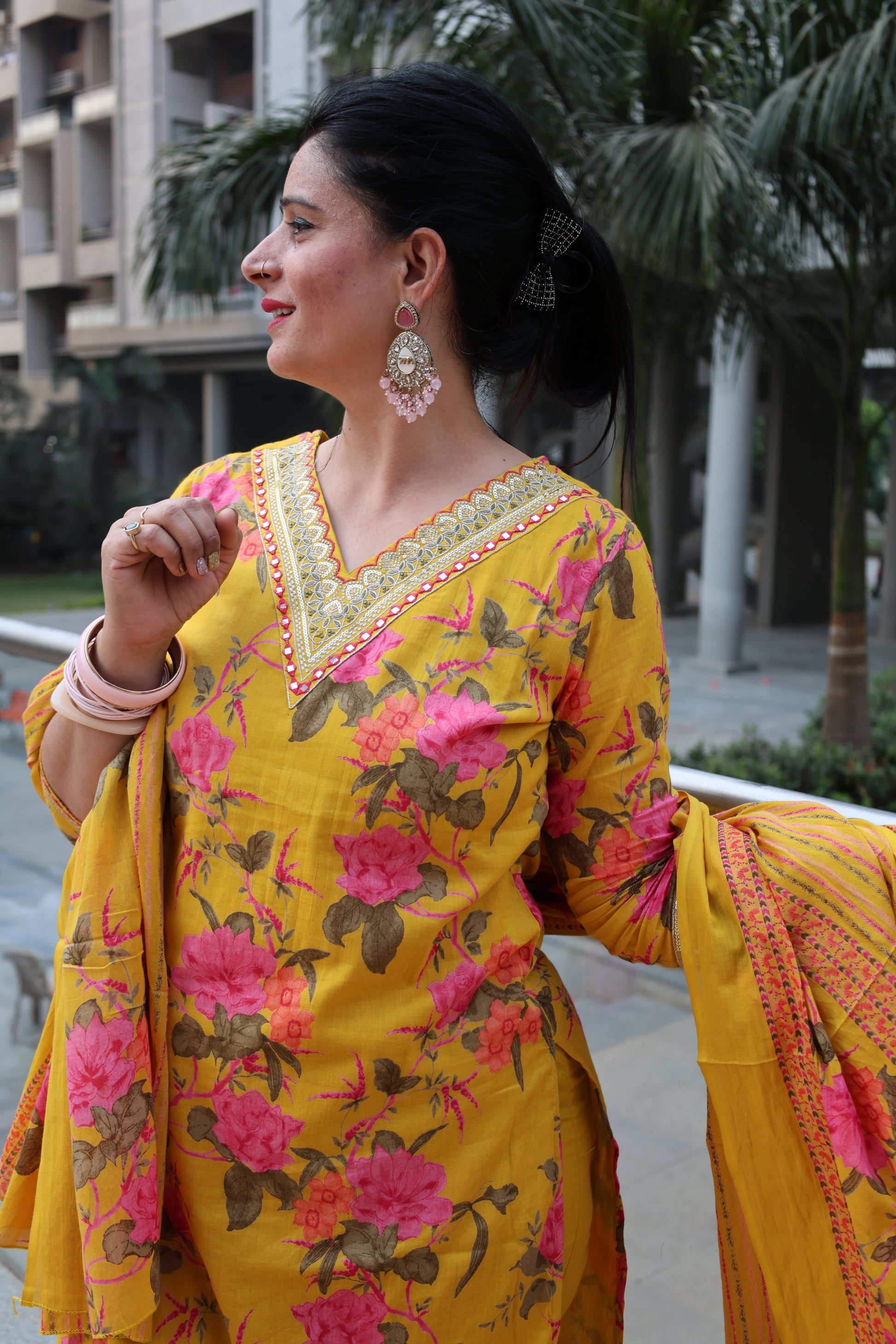 Yellow Premium Mul-Mul Kalamkari Suit – Straight Cut Ethnic Wear - Har Pal Fashionable