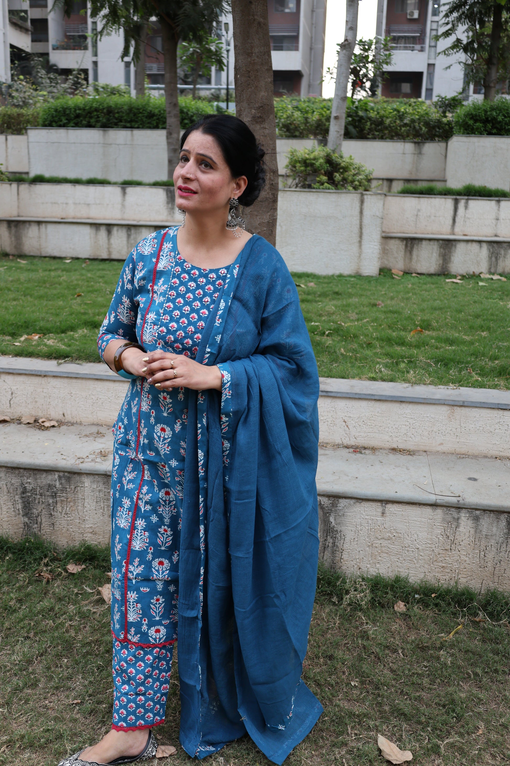 Indigo Pure Cotton Jaipuri Suit – Butta Print | Casual & Comfortable Ethnic Wear - Har Pal Fashionable