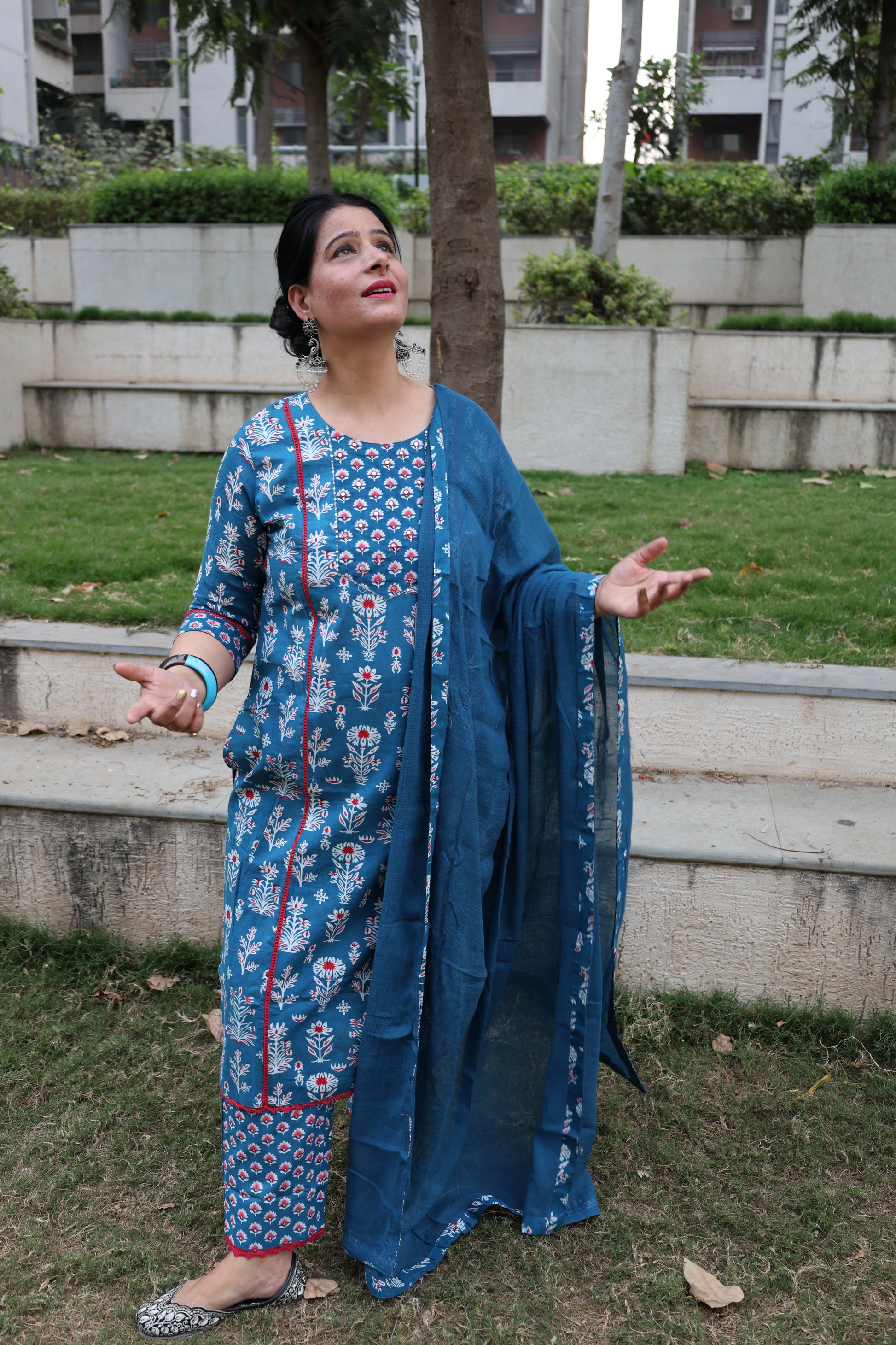 Indigo Pure Cotton Jaipuri Suit – Butta Print | Casual & Comfortable Ethnic Wear - Har Pal Fashionable