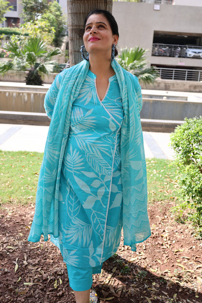Pure Cotton Angrakha Suit | Kalamkari Print | Elegant Ethnic Wear - Har Pal Fashionable