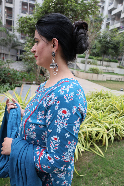 Indigo Pure Cotton Jaipuri Suit – Butta Print | Casual & Comfortable Ethnic Wear - Har Pal Fashionable