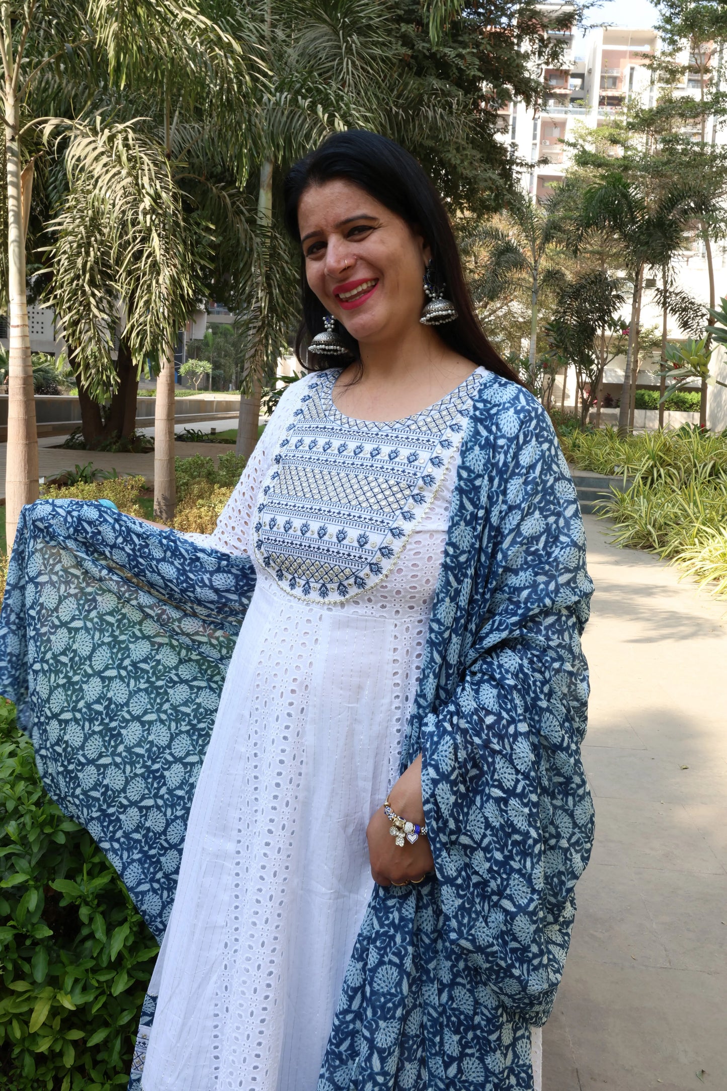 Premium Cotton Anarkali Suit – Hakuba Cum Schiffli Embroidery - Har Pal Fashionable