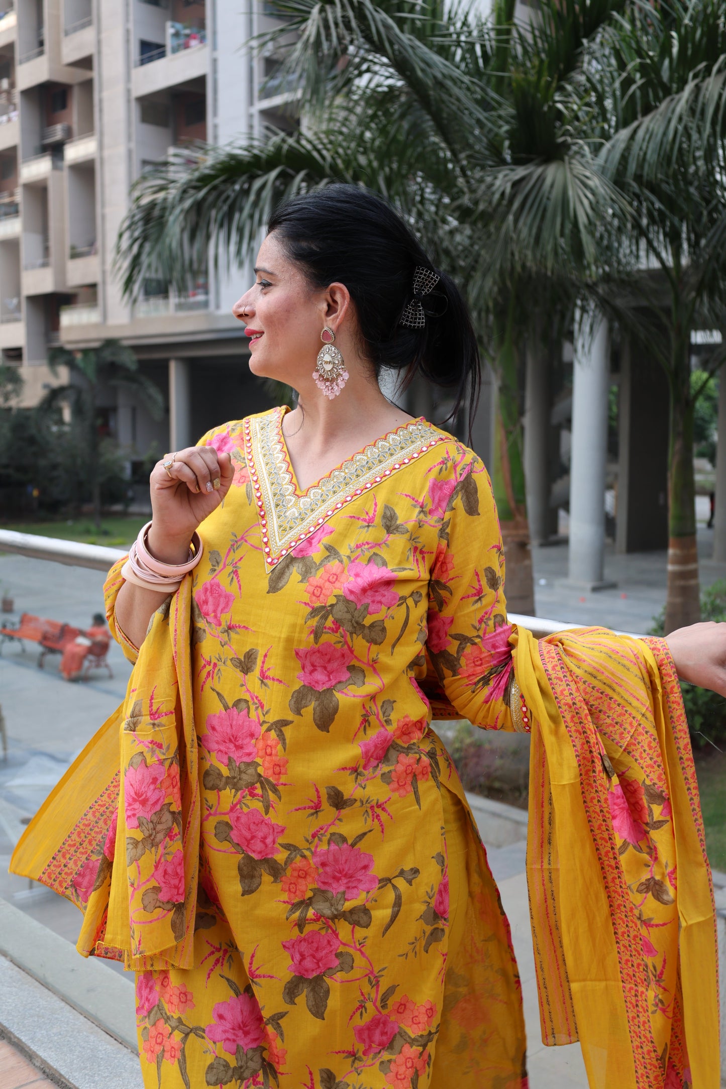 Yellow Premium Mul-Mul Kalamkari Suit – Straight Cut Ethnic Wear - Har Pal Fashionable