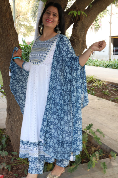 Premium Cotton Anarkali Suit – Hakuba Cum Schiffli Embroidery - Har Pal Fashionable