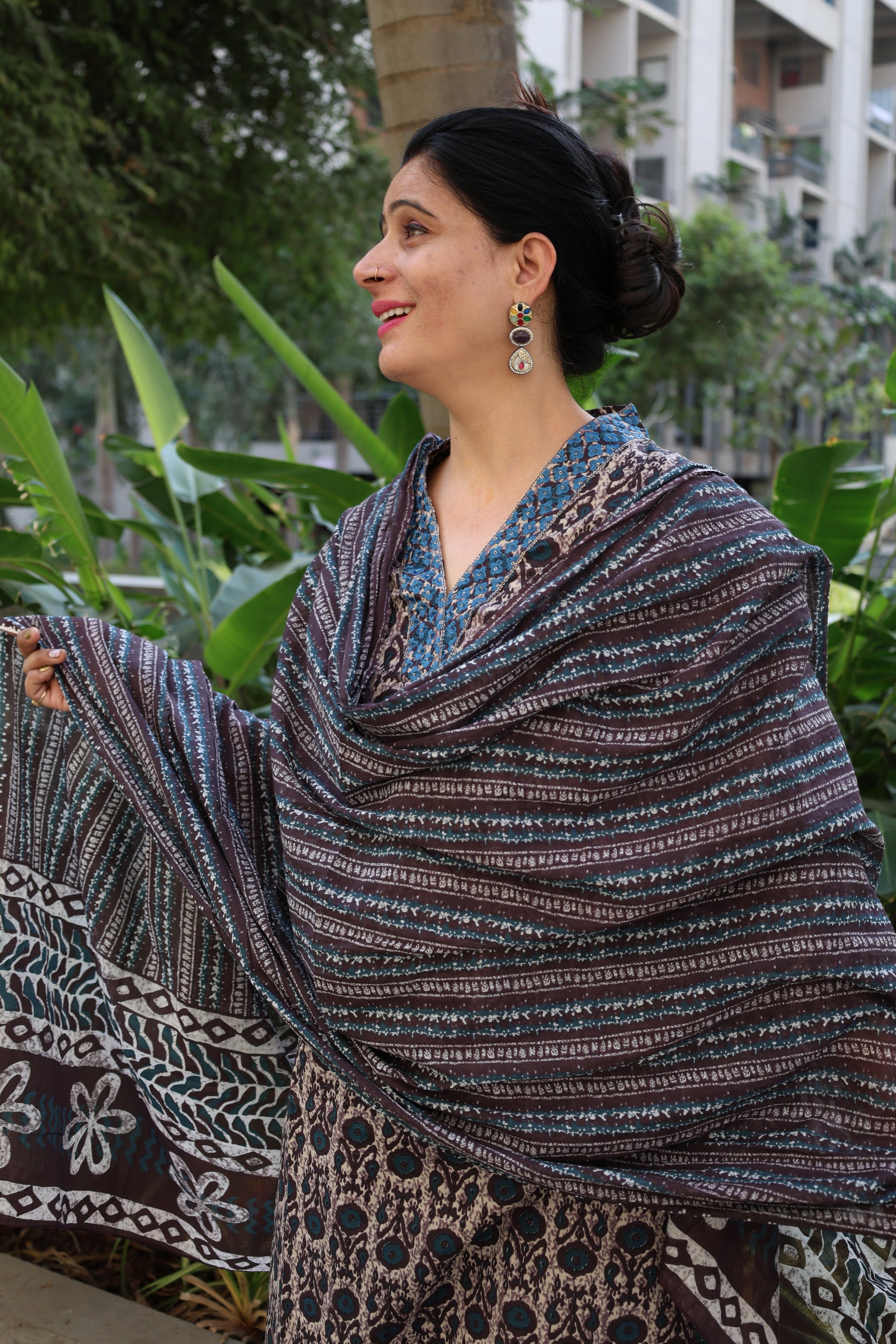 Pure Cotton Straight Cut Suit | Kalamkari Print | Elegant Ethnic Wear - Har Pal Fashionable