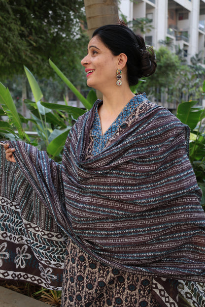Pure Cotton Straight Cut Suit | Kalamkari Print | Elegant Ethnic Wear - Har Pal Fashionable