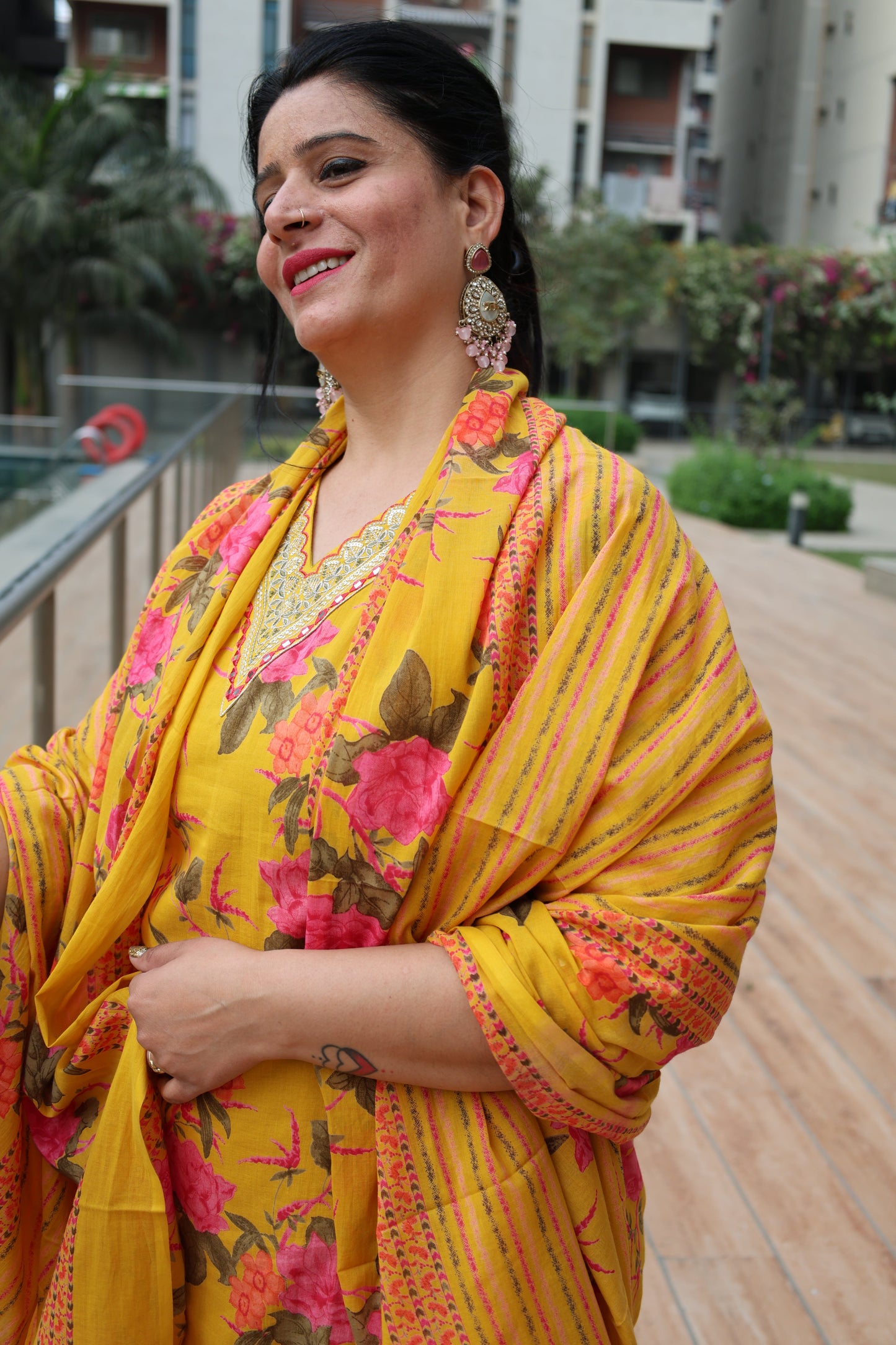 Yellow Premium Mul-Mul Kalamkari Suit – Straight Cut Ethnic Wear - Har Pal Fashionable