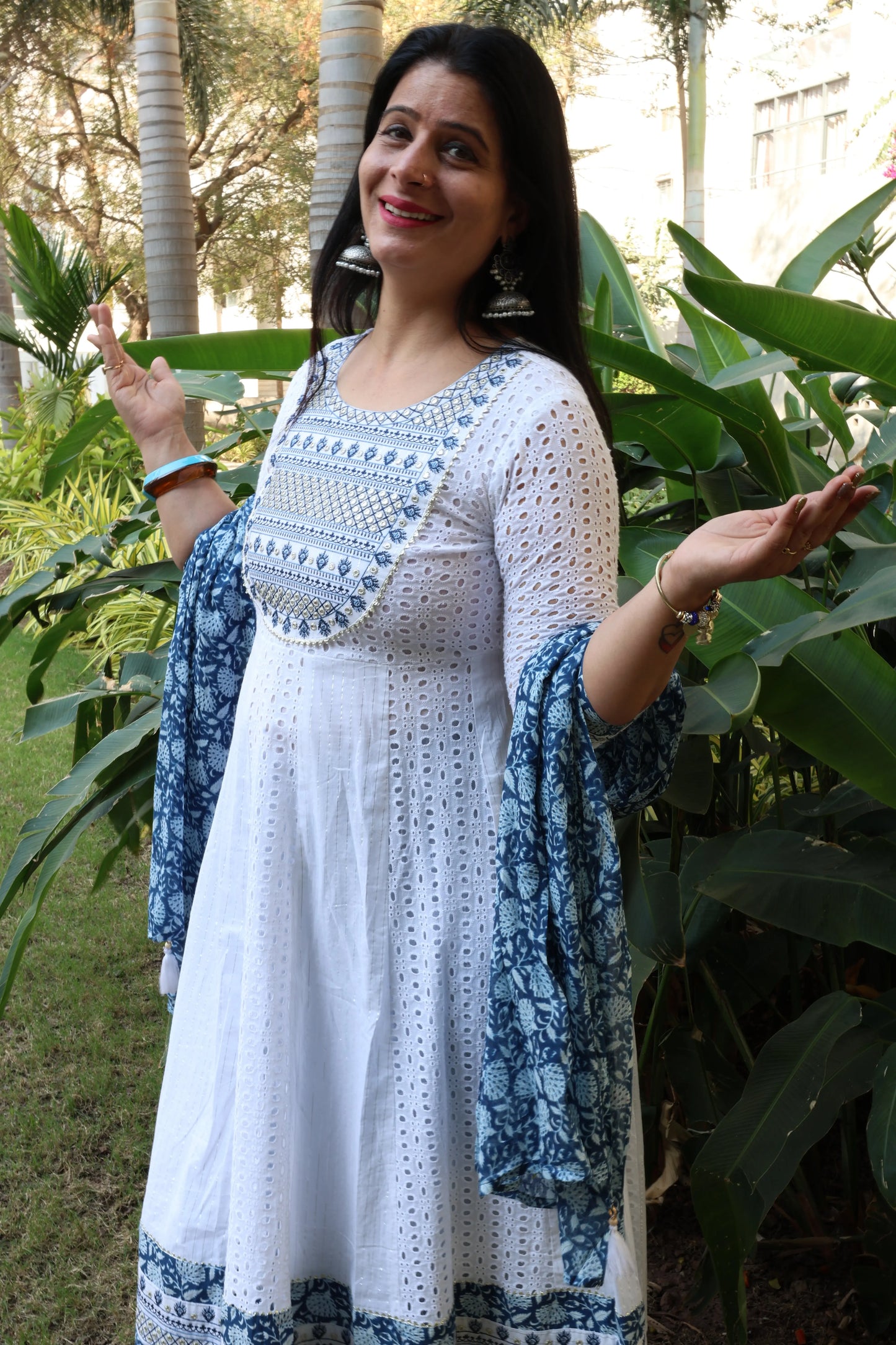 Premium Cotton Anarkali Suit – Hakuba Cum Schiffli Embroidery - Har Pal Fashionable