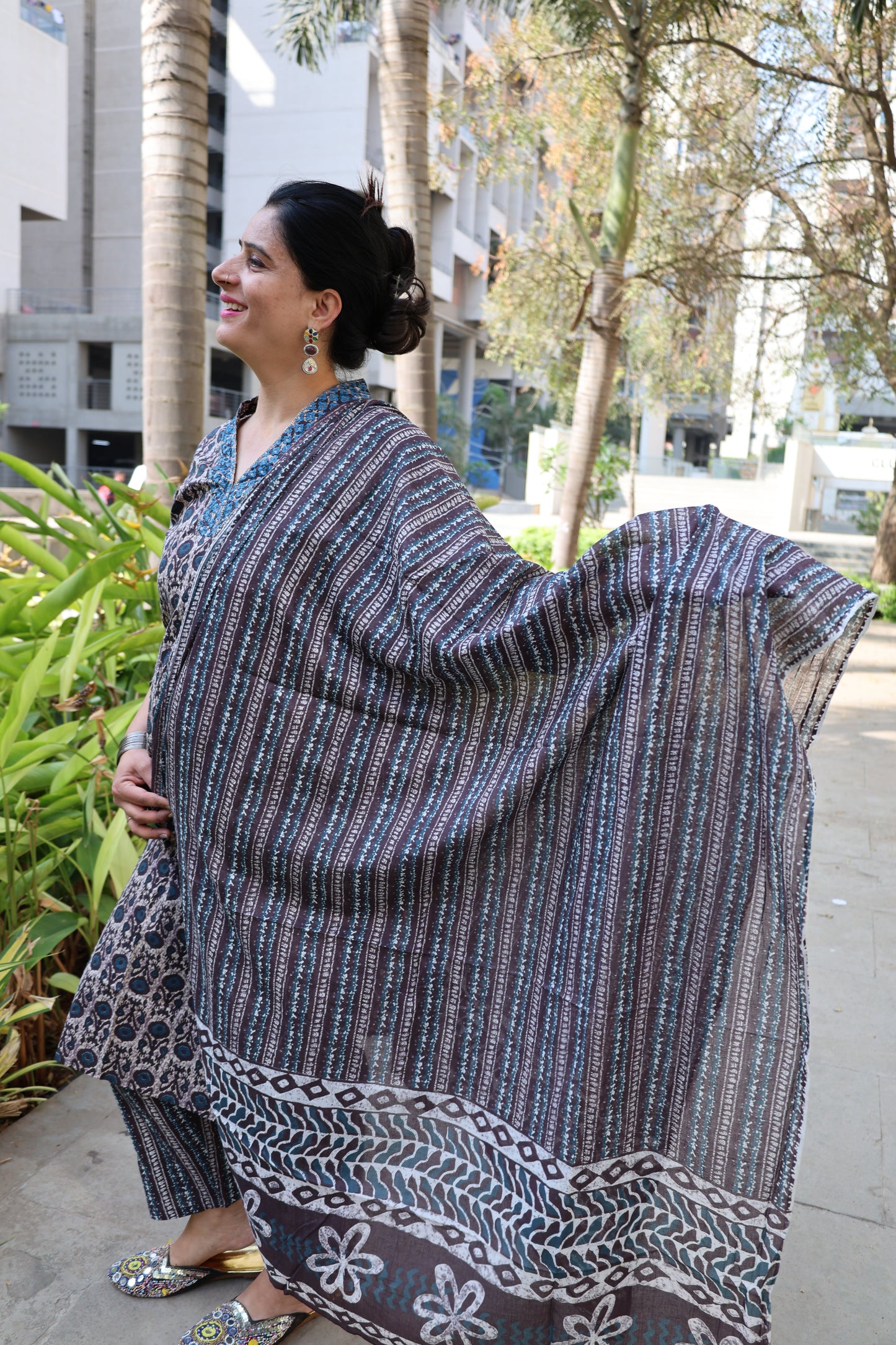Pure Cotton Straight Cut Suit | Kalamkari Print | Elegant Ethnic Wear - Har Pal Fashionable