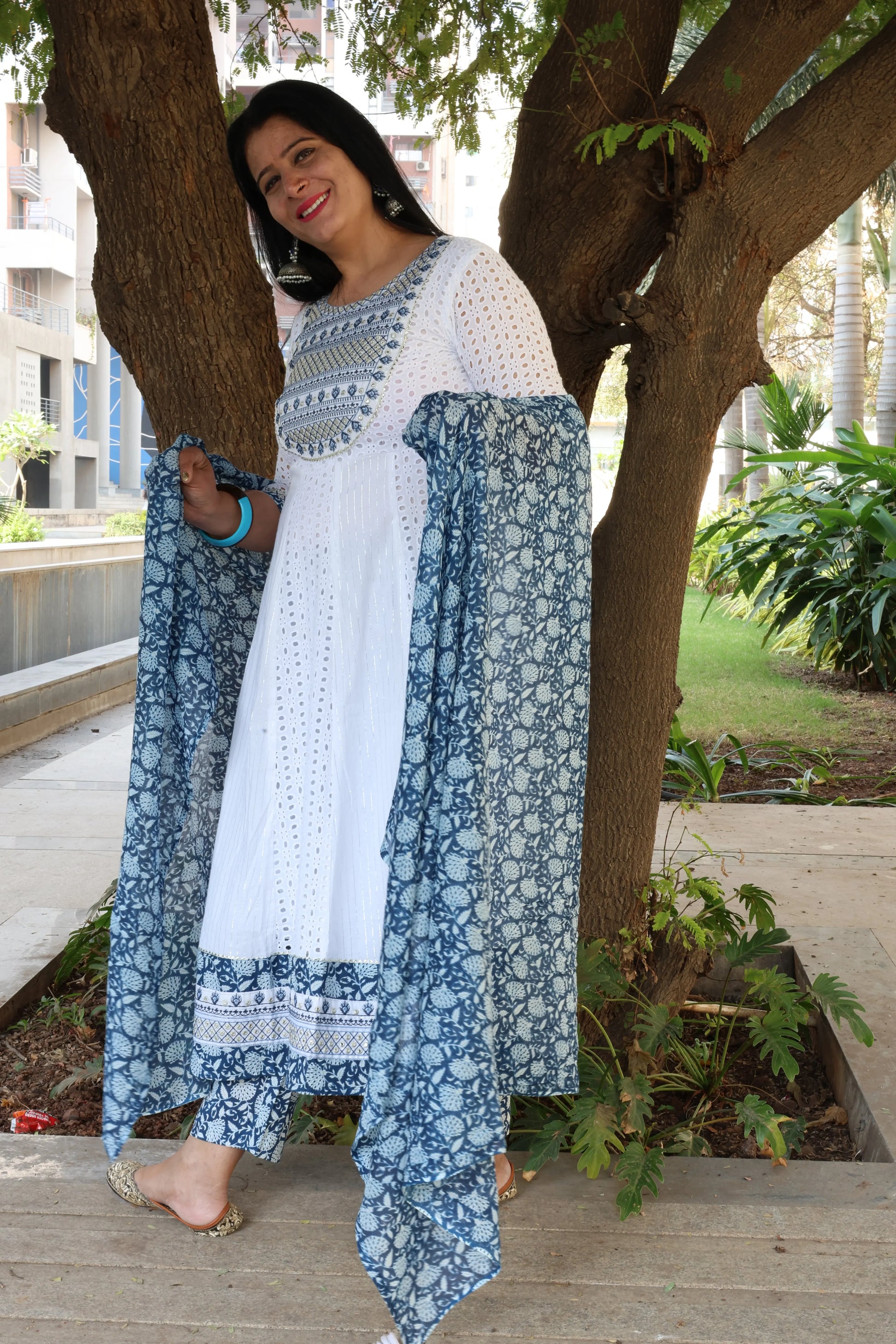 Premium Cotton Anarkali Suit – Hakuba Cum Schiffli Embroidery - Har Pal Fashionable
