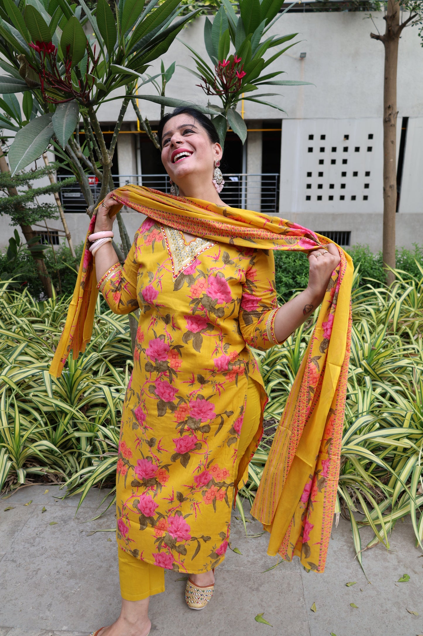Yellow Premium Mul-Mul Kalamkari Suit – Straight Cut Ethnic Wear - Har Pal Fashionable