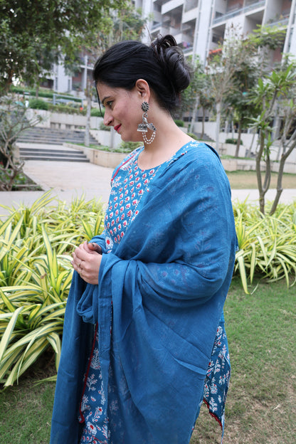 Indigo Pure Cotton Jaipuri Suit – Butta Print | Casual & Comfortable Ethnic Wear - Har Pal Fashionable