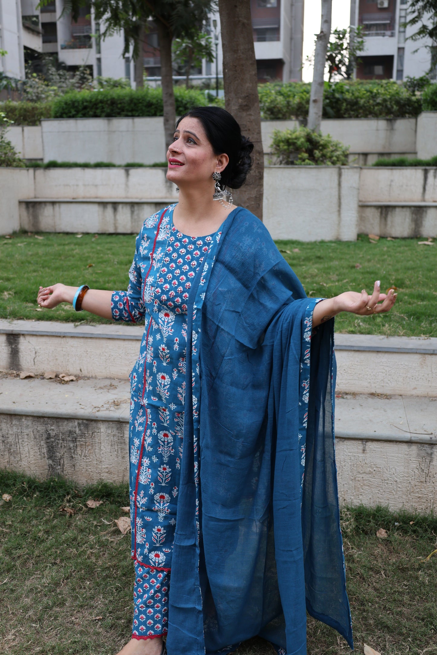 Indigo Pure Cotton Jaipuri Suit – Butta Print | Casual & Comfortable Ethnic Wear - Har Pal Fashionable