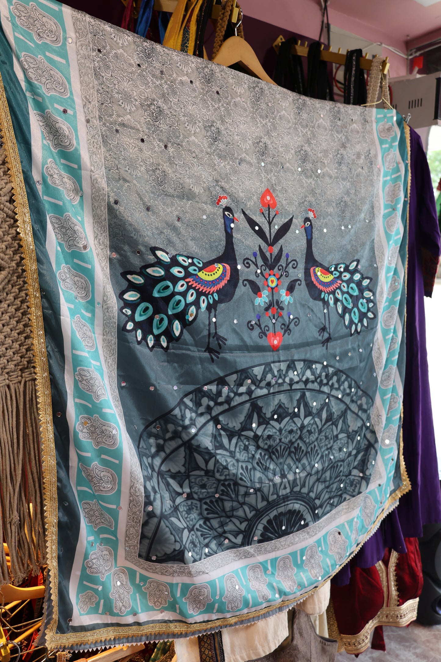 Ethnic Motifs Printed Dupatta With Mirror Work