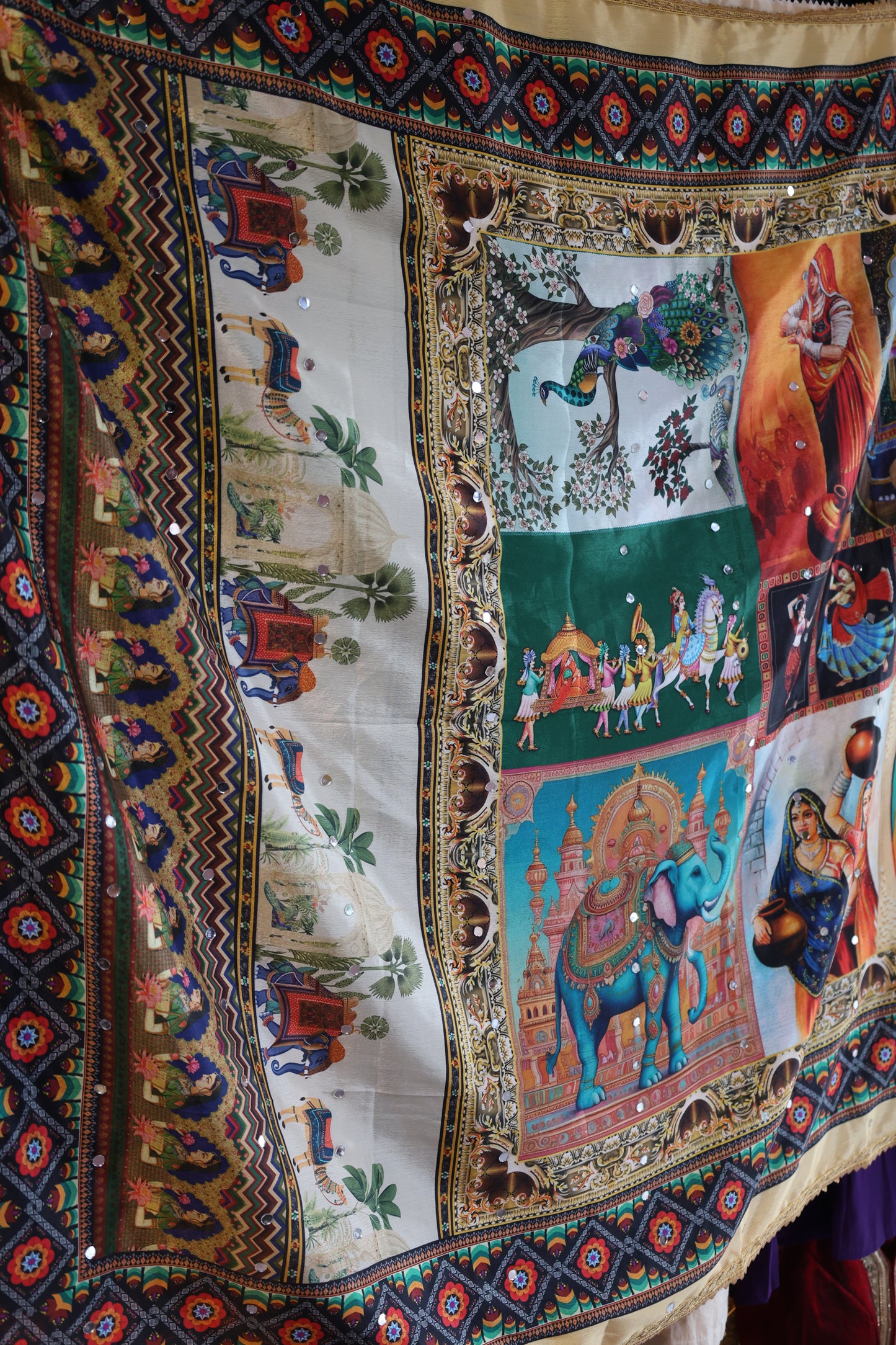 Ethnic Motifs Printed Dupatta With Mirror Work