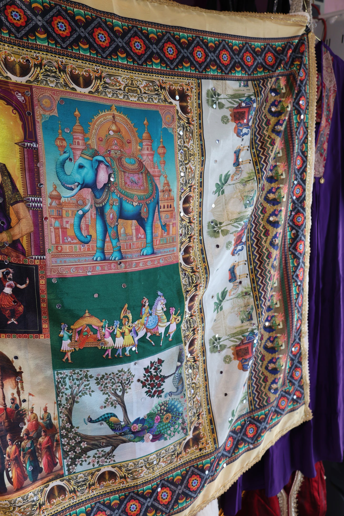 Ethnic Motifs Printed Dupatta With Mirror Work