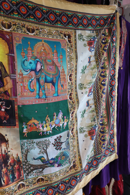 Ethnic Motifs Printed Dupatta With Mirror Work