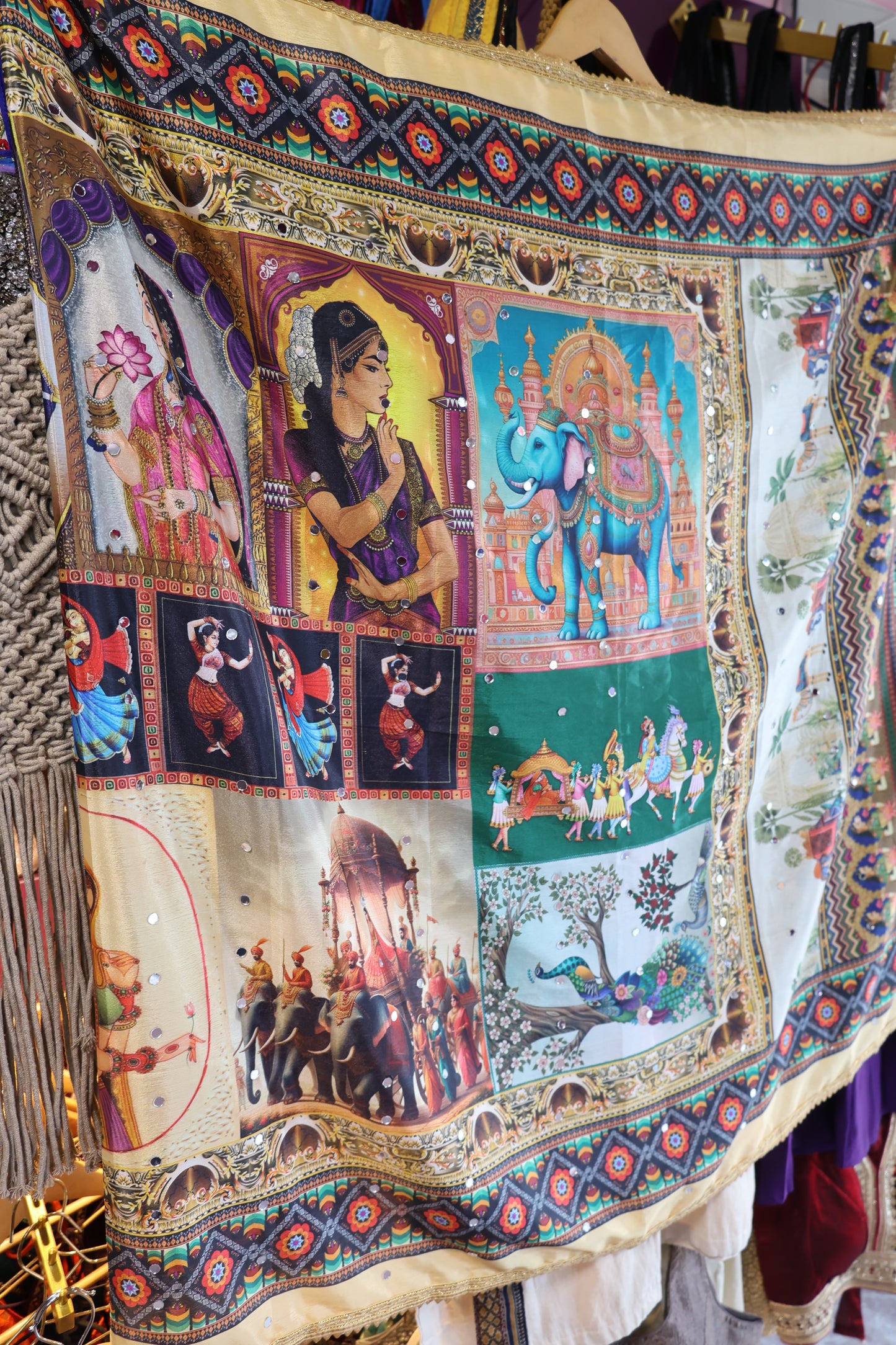 Ethnic Motifs Printed Dupatta With Mirror Work