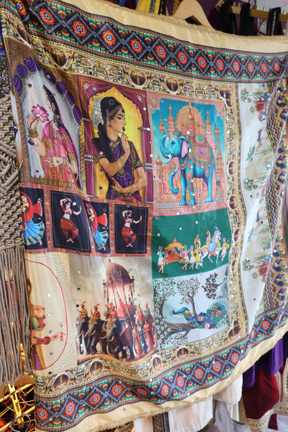 Ethnic Motifs Printed Dupatta With Mirror Work