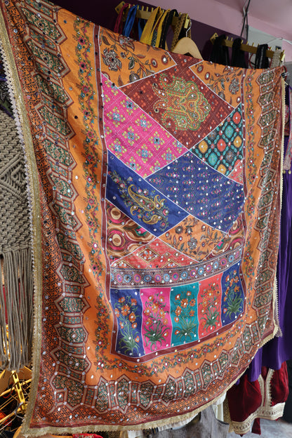 Ethnic Motifs Printed Dupatta With Mirror Work